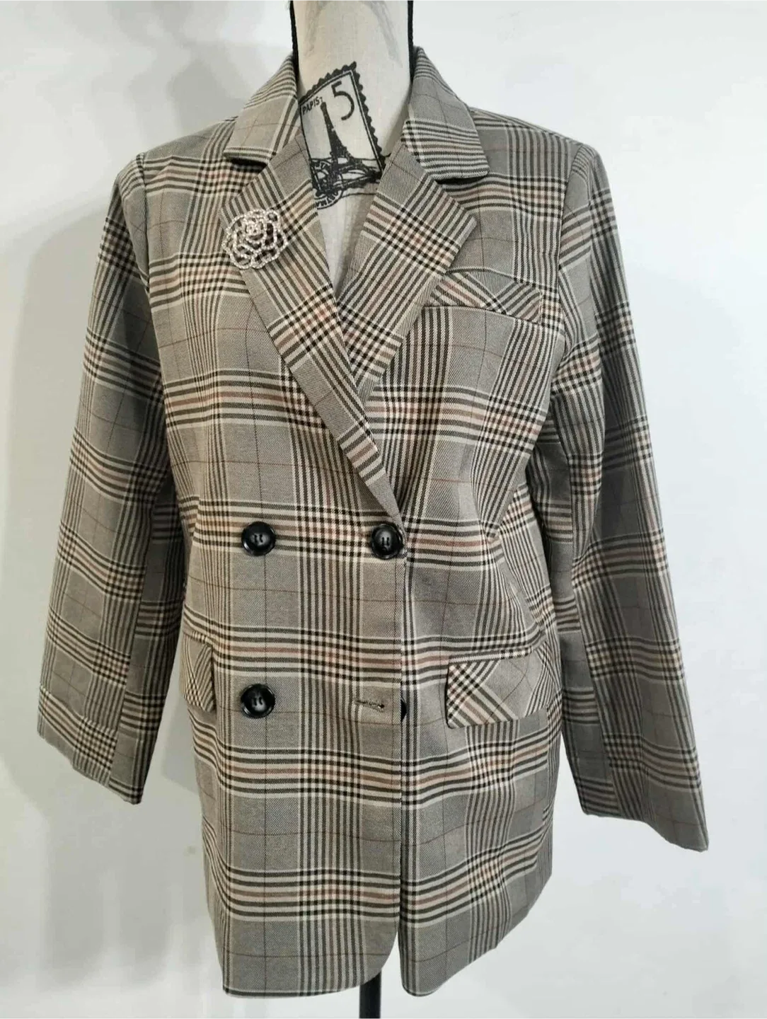 Plaid Blazer - Neutral Tones