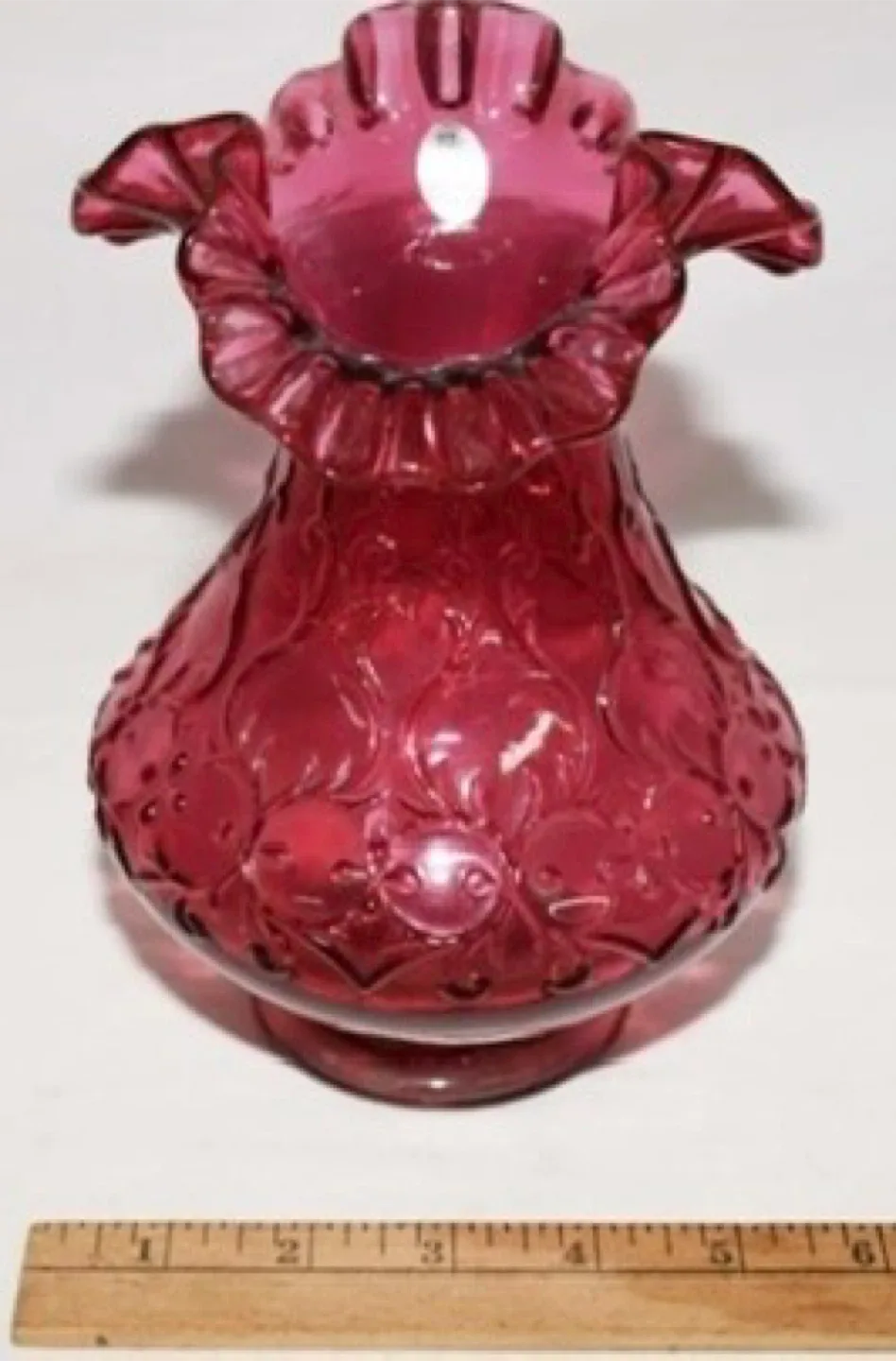 Classic Vintage Fenton Cranberry Vase image indicator(3)