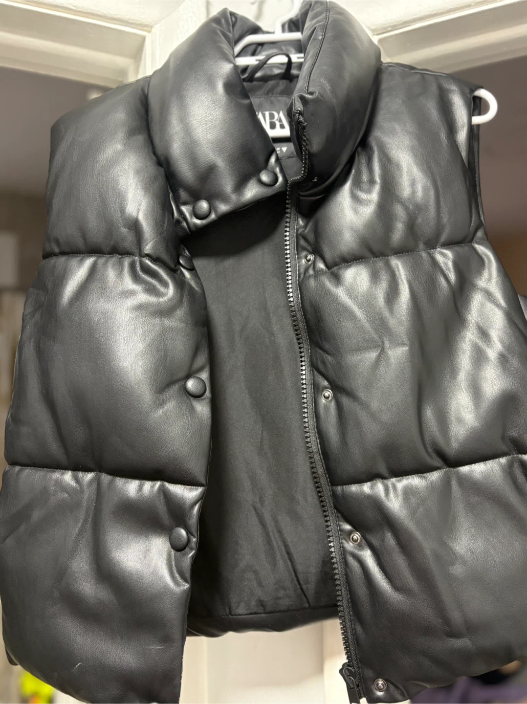 Zara Padded Faux Leather Vest - Size S - photo 2