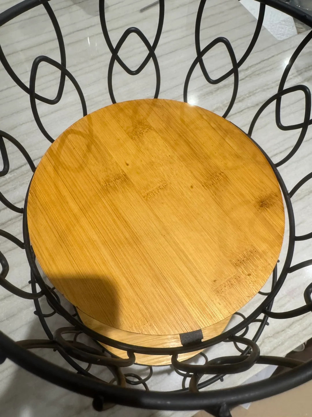 Two-Tier Metal & Wood Fruit Basket image indicator(3)