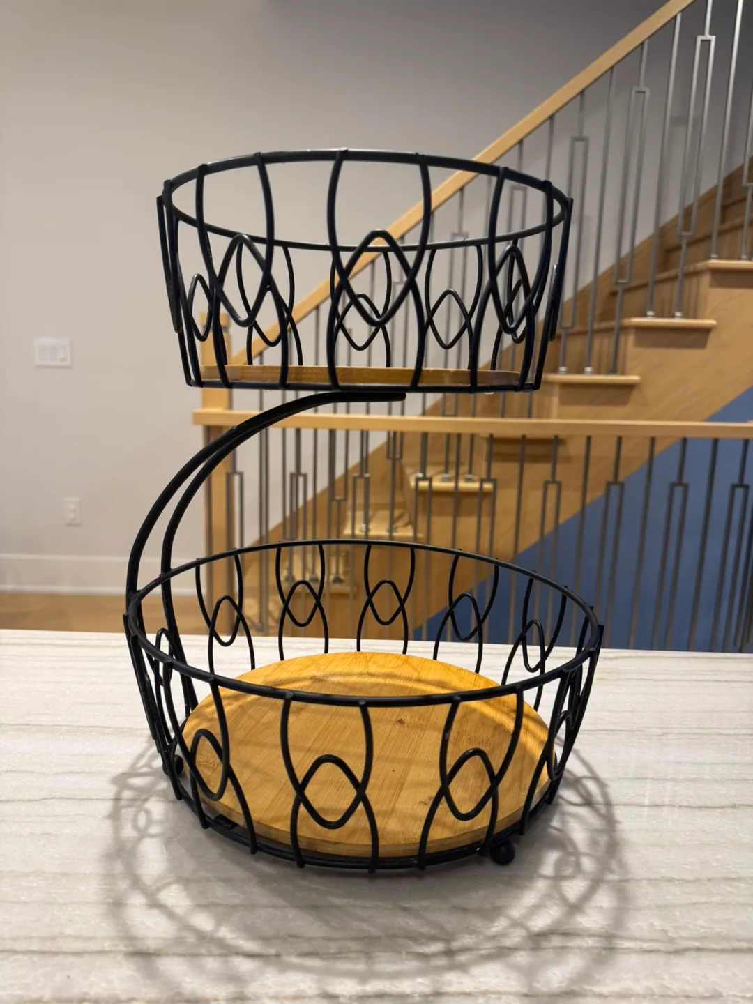 Two-Tier Metal & Wood Fruit Basket image indicator(2)