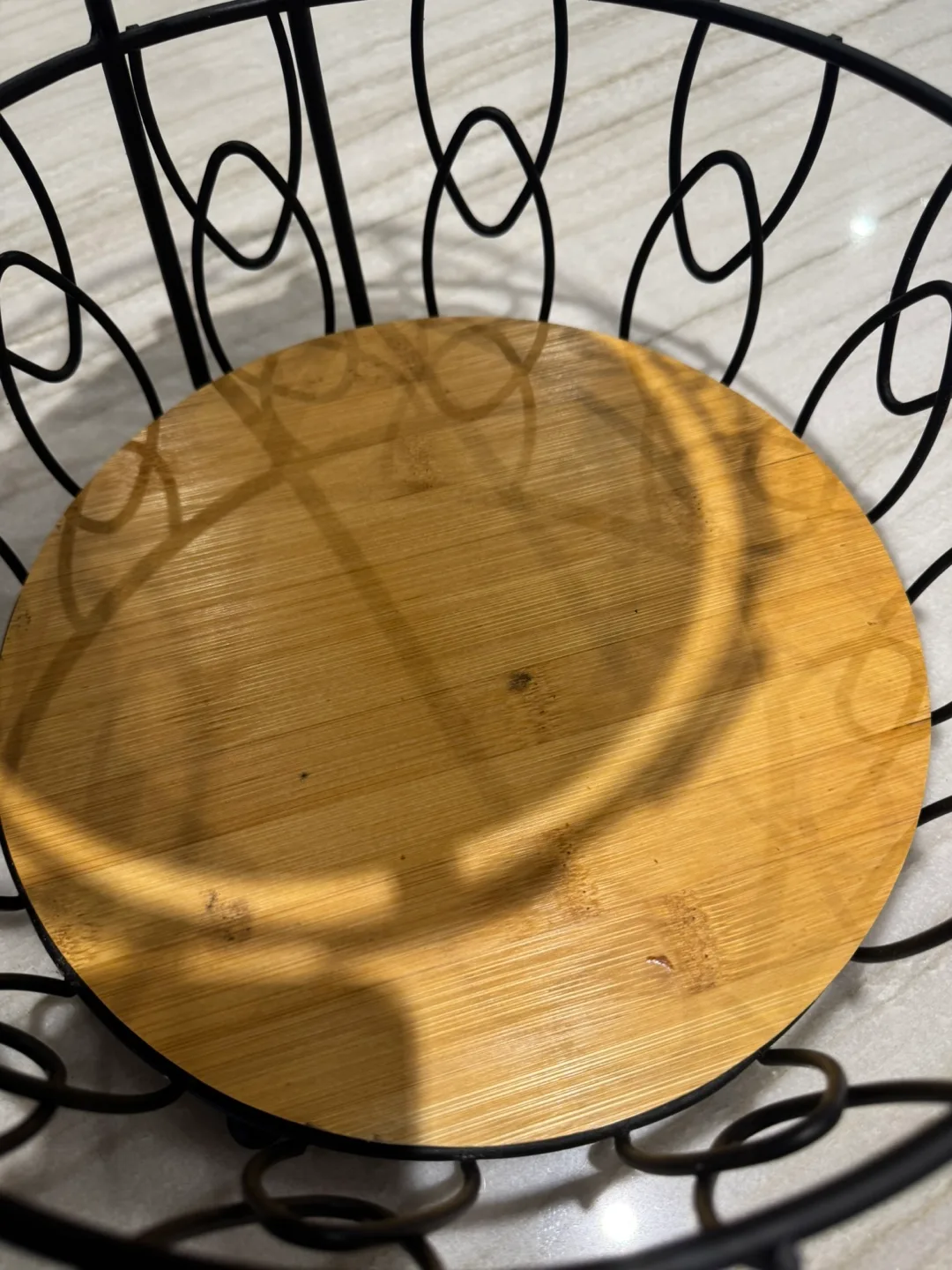 Two-Tier Metal & Wood Fruit Basket image indicator(4)