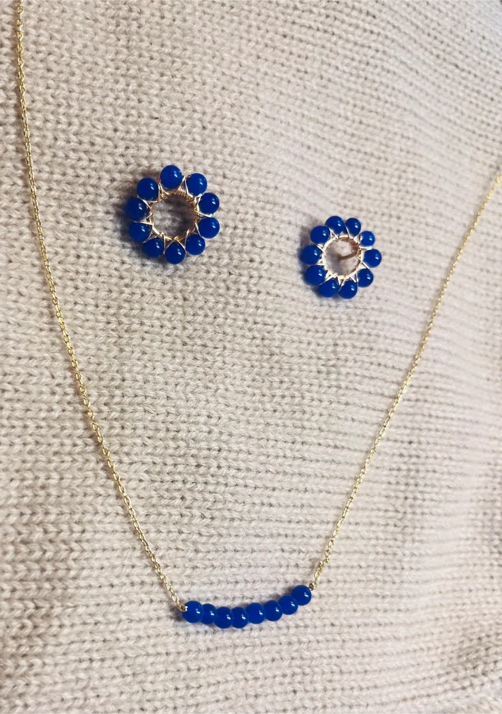 Blue Beaded Necklace & Earring Set image indicator(3)