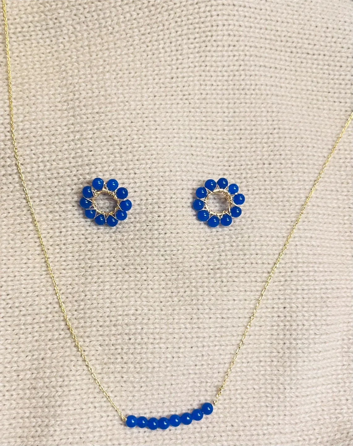 Blue Beaded Necklace & Earring Set image indicator(2)