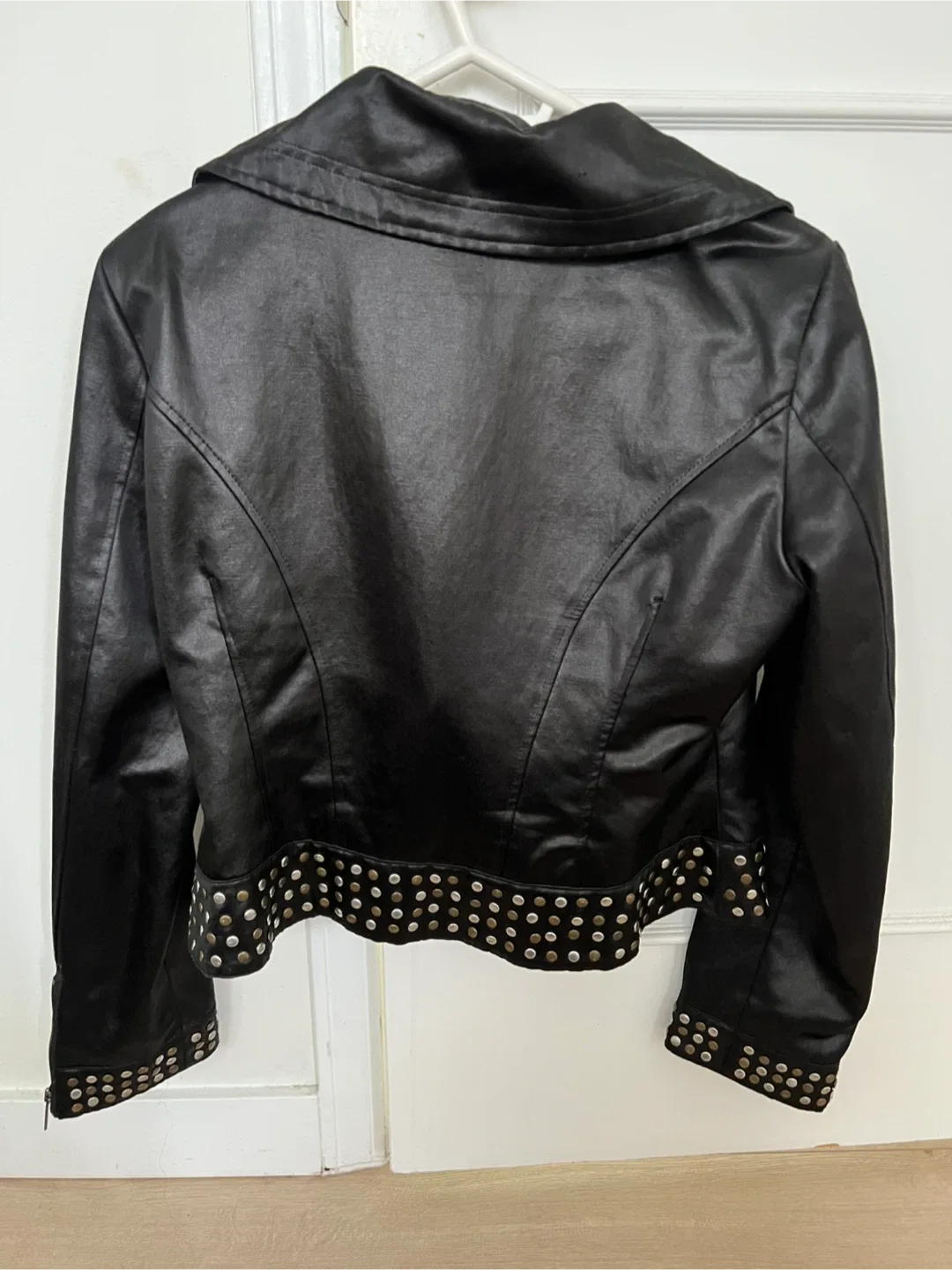 Bebe Black Faux Leather Jacket - Size L image indicator(3)
