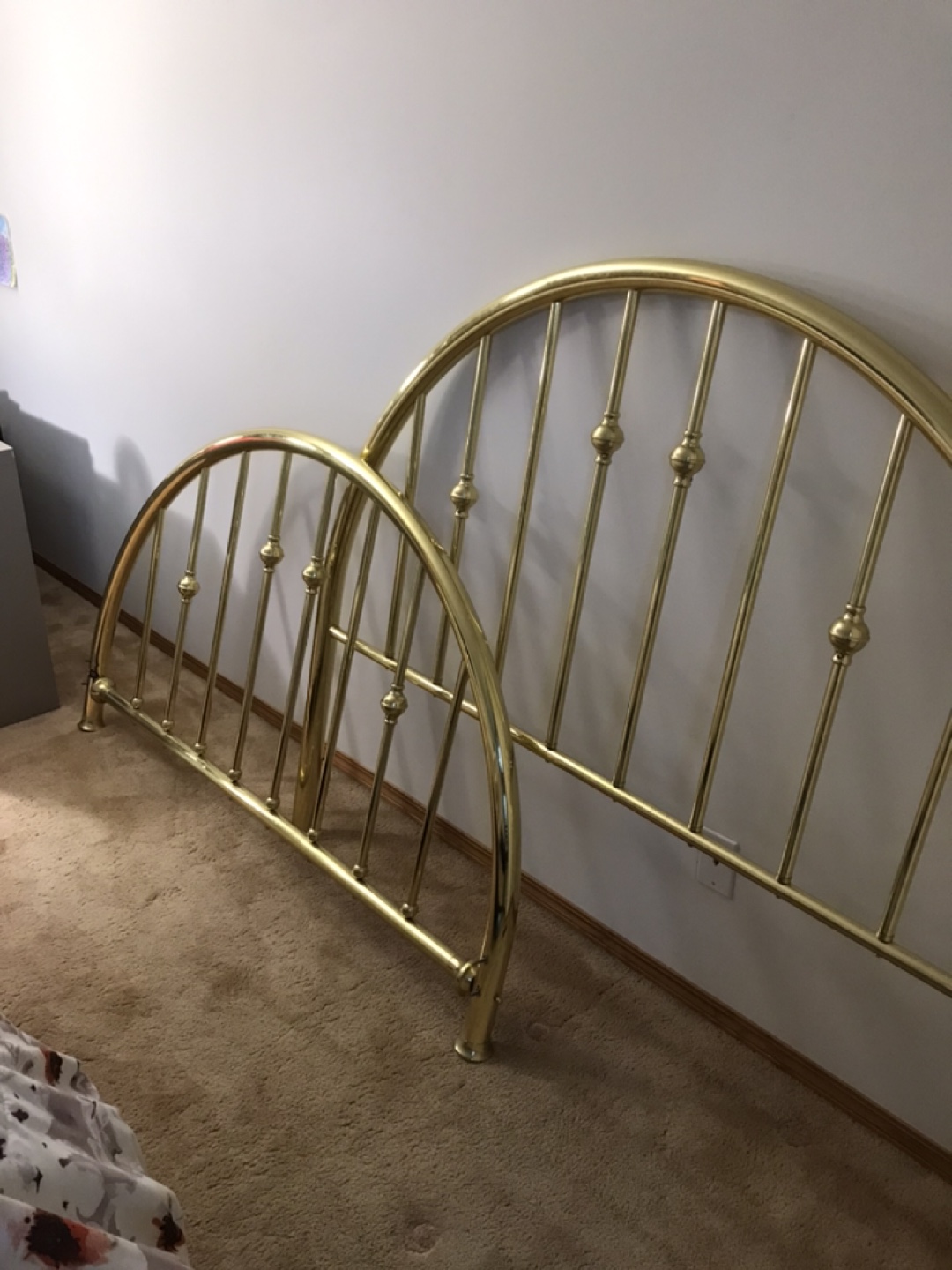 Victorian Brass Beds Headboard with Metal Bed Frame  - Gold