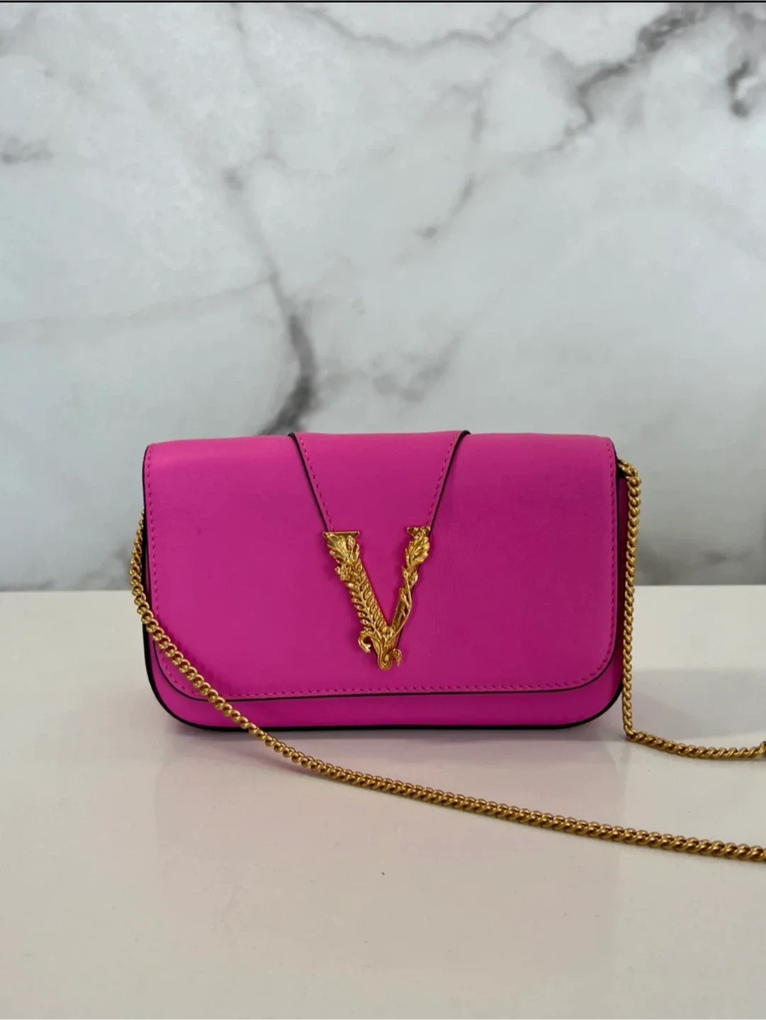 Versace Pink Leather Shoulder Bag
