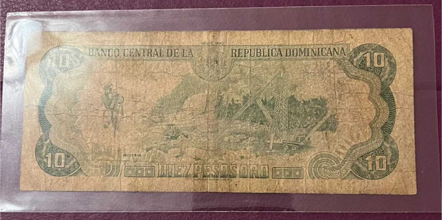 Vintage Dominican Republic 10 Pesos Oro Banknote image indicator(2)