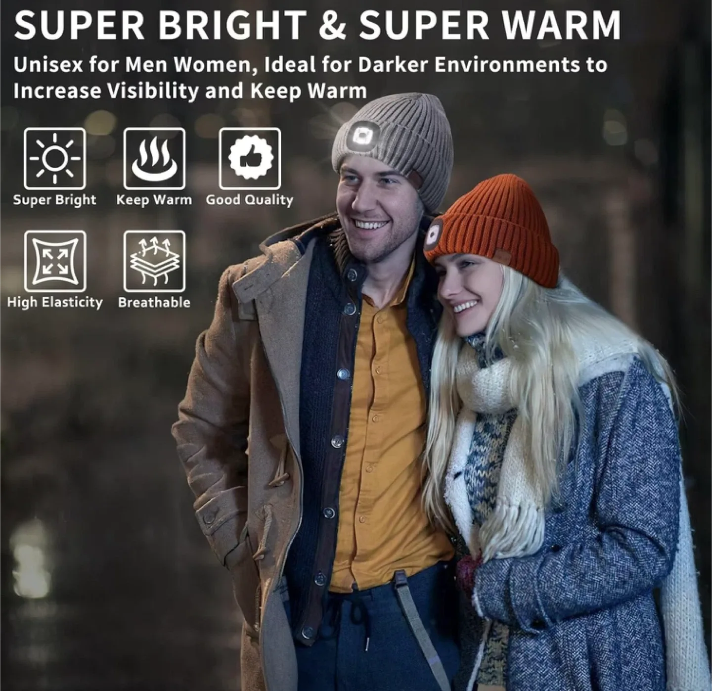 LED Beanie Hat - Gray, black image indicator(6)