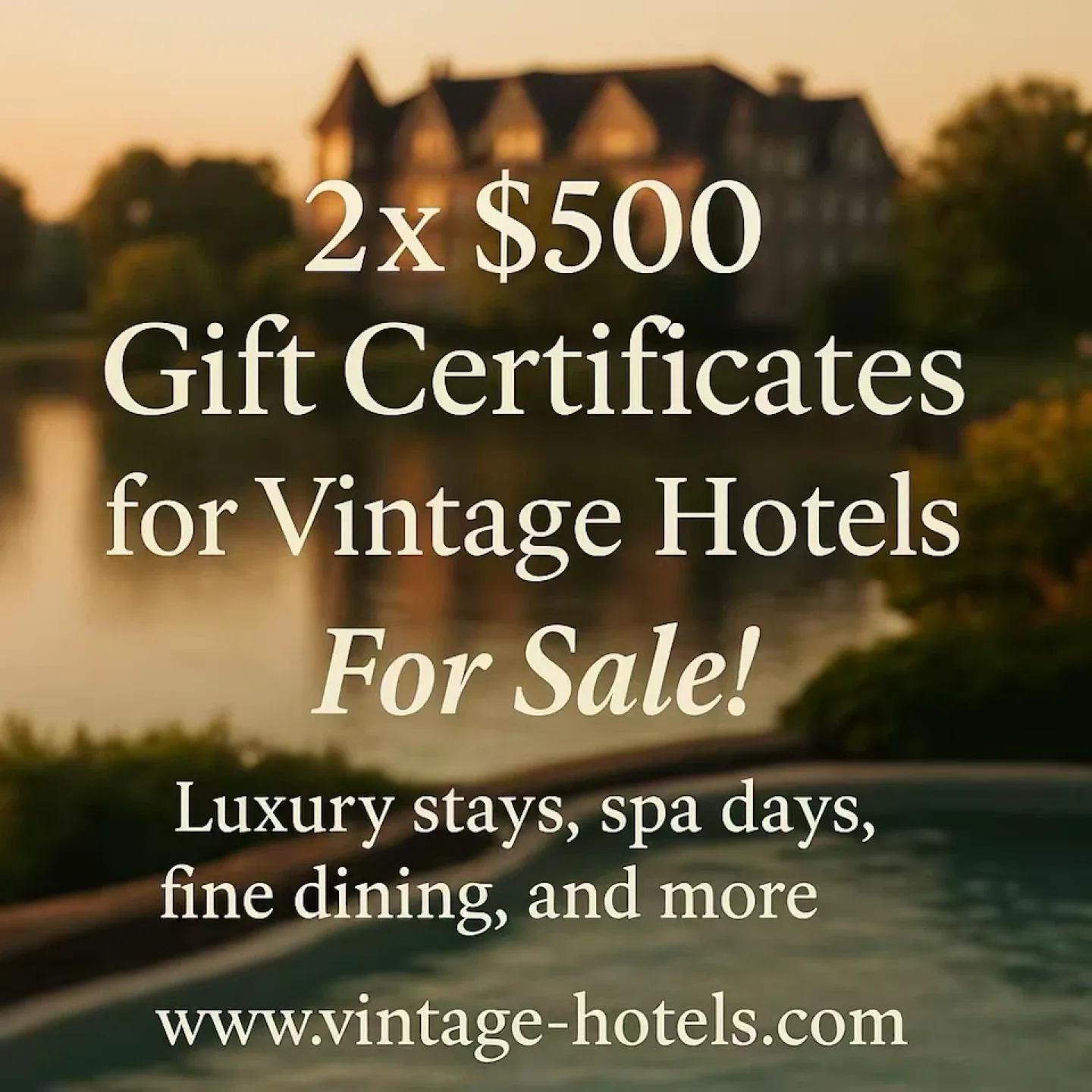 Vintage Hotels $500 Gift Certificates (2)