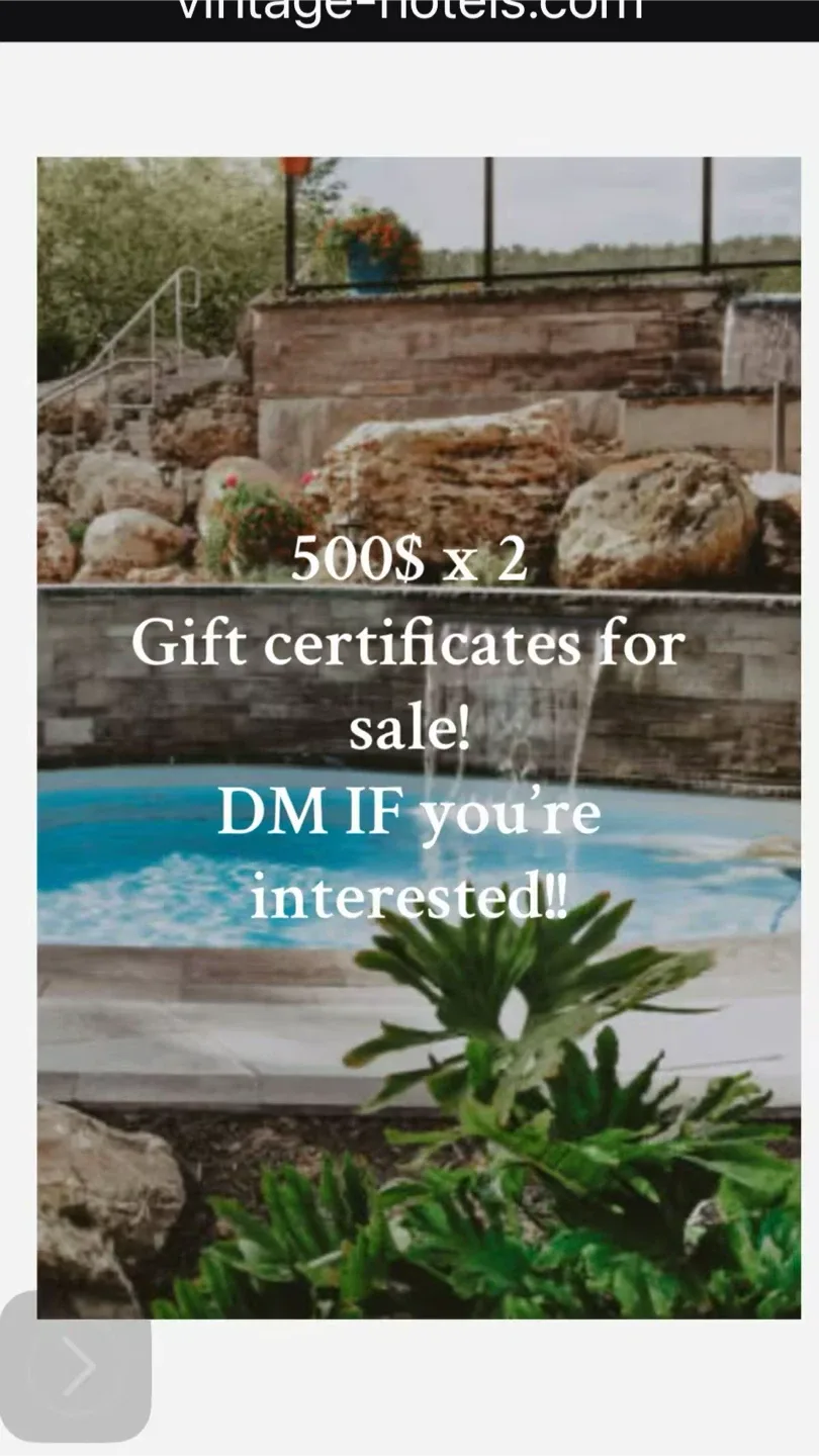 Vintage Hotels $500 Gift Certificates (2) image indicator(5)