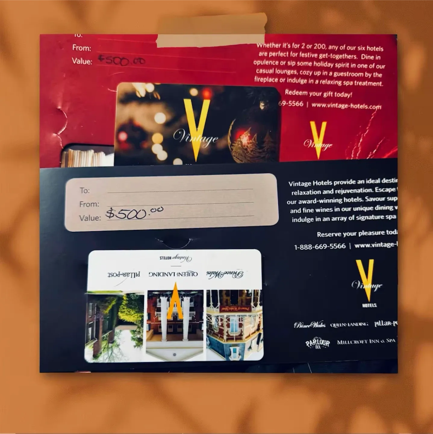 Vintage Hotels $500 Gift Certificates (2) image indicator(2)