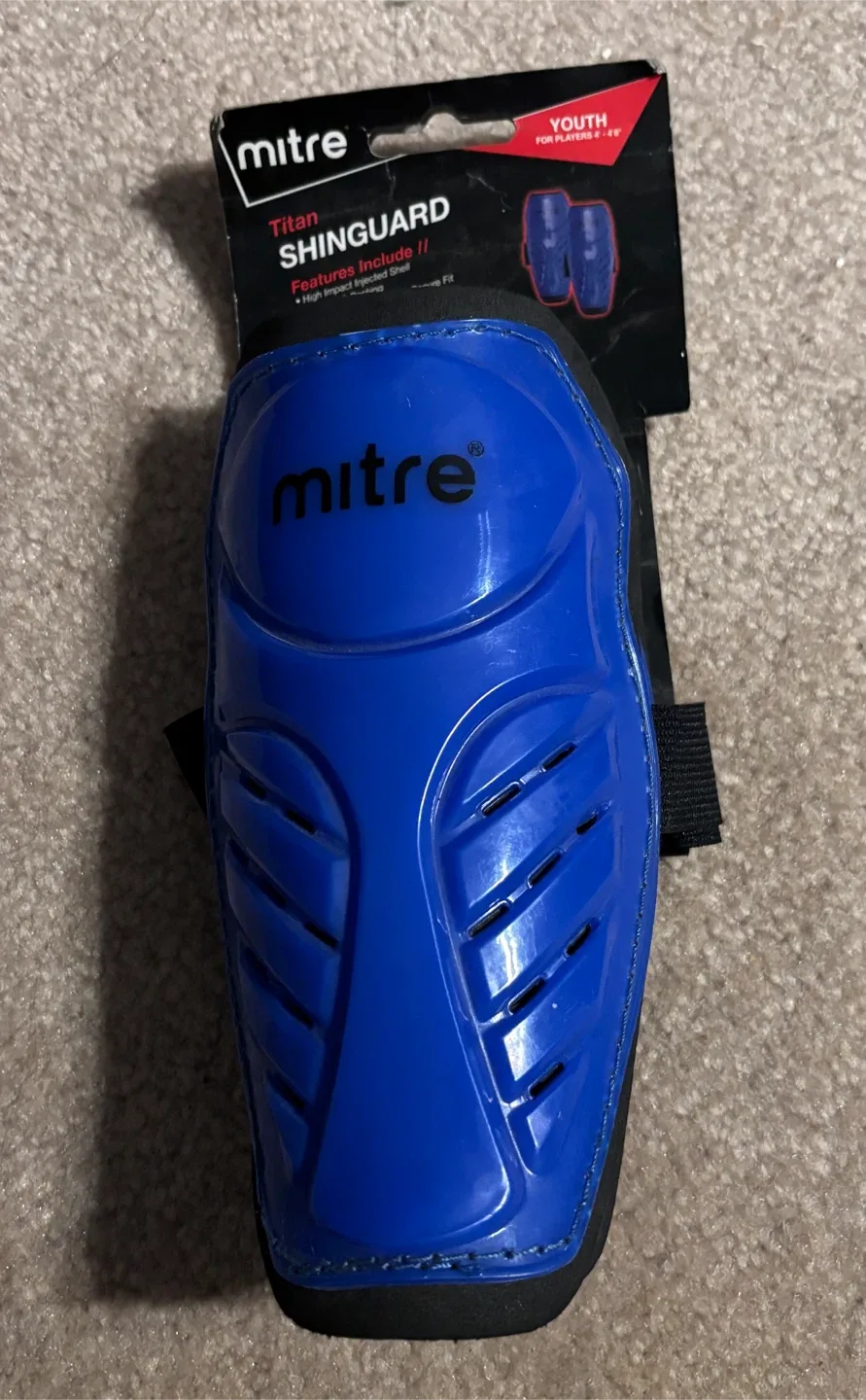 Mitre Titan Youth Shin Guards - Brand New - for players 4'-4'8" thumbnail
