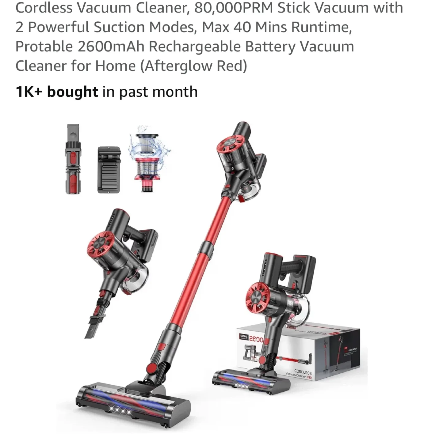 Cordless Vacuum Cleaner - Afterglow Red