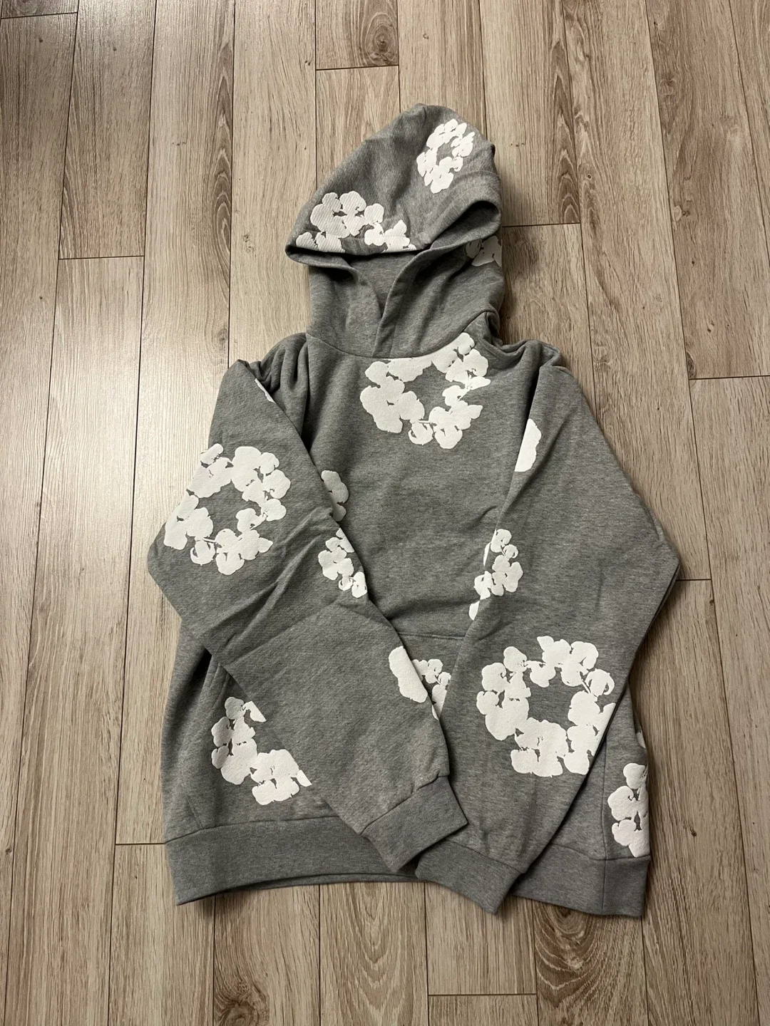 Grey denim tears hoodie thumbnail