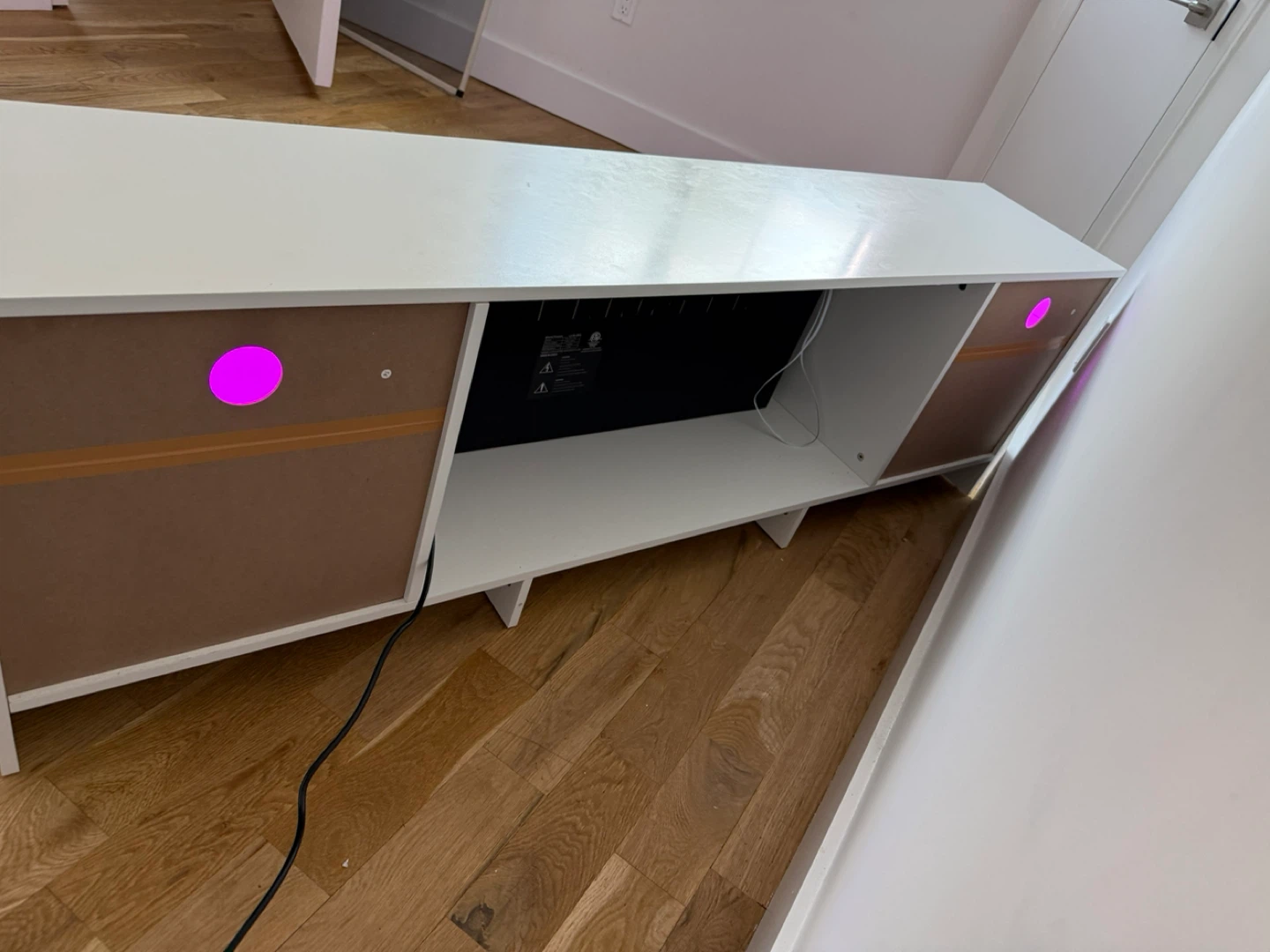 White TV stand with electric fireplace - photo 3