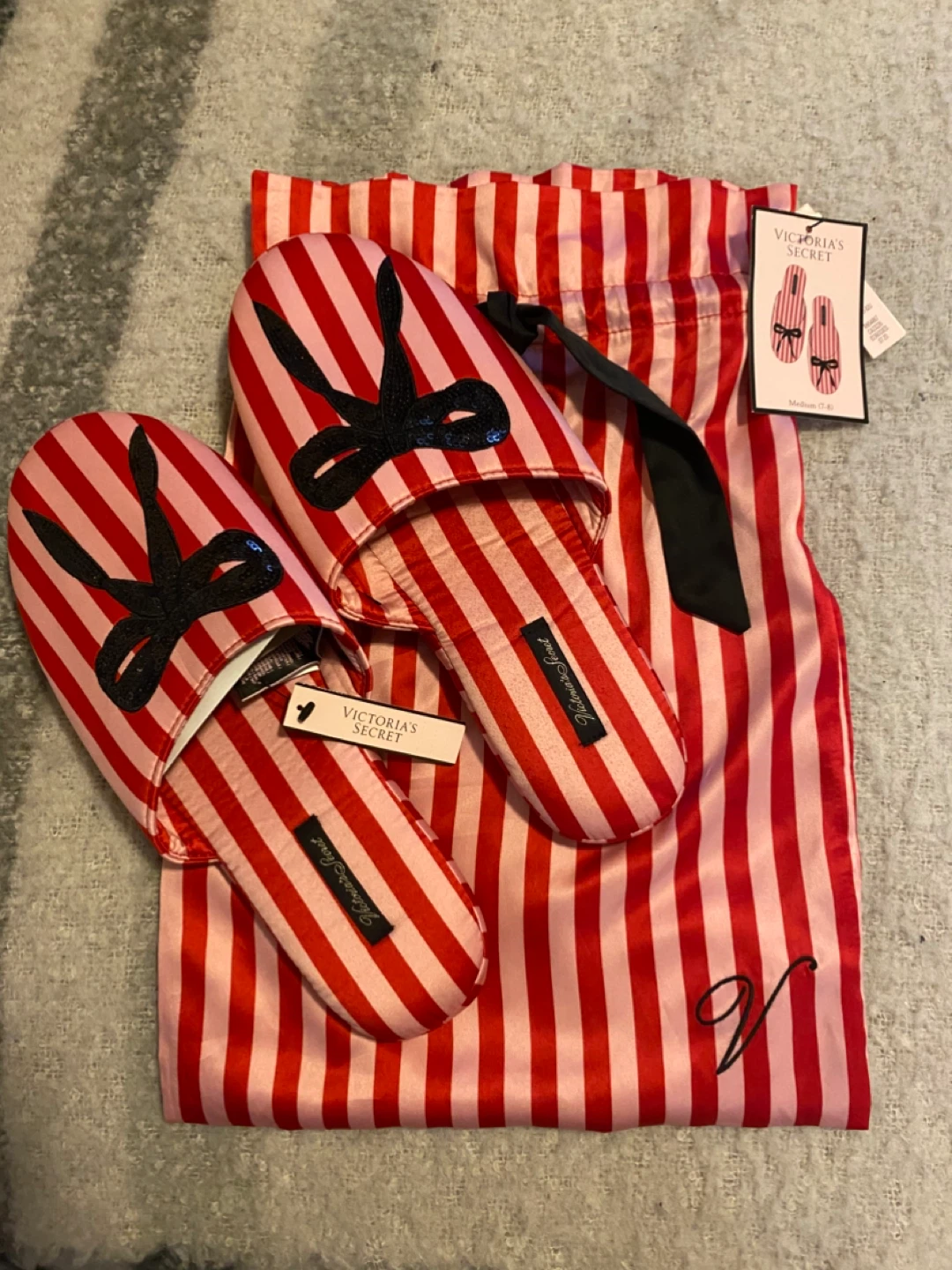 Victoria's Secret Striped Slippers - Size Medium (7-8)