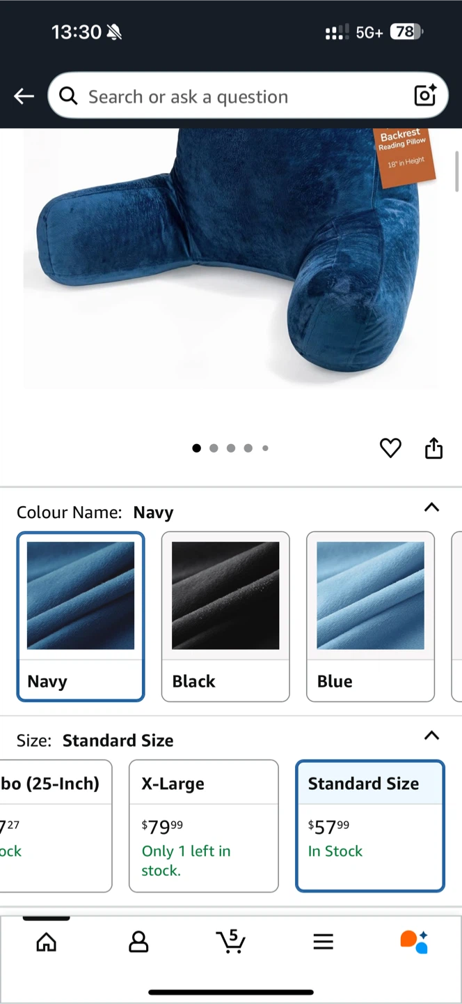 Sasttie Reading Pillow - Navy Standard Size - photo 2