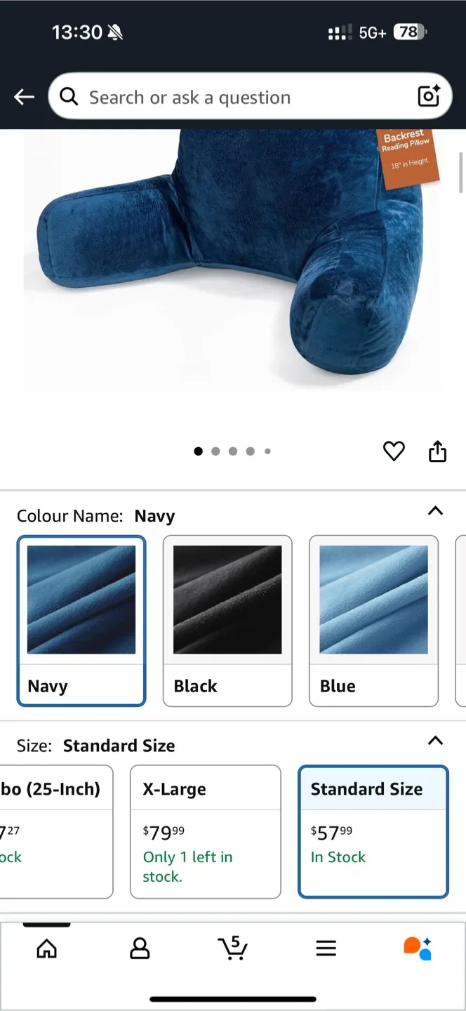 Sasttie Reading Pillow - Navy Standard Size image indicator(2)