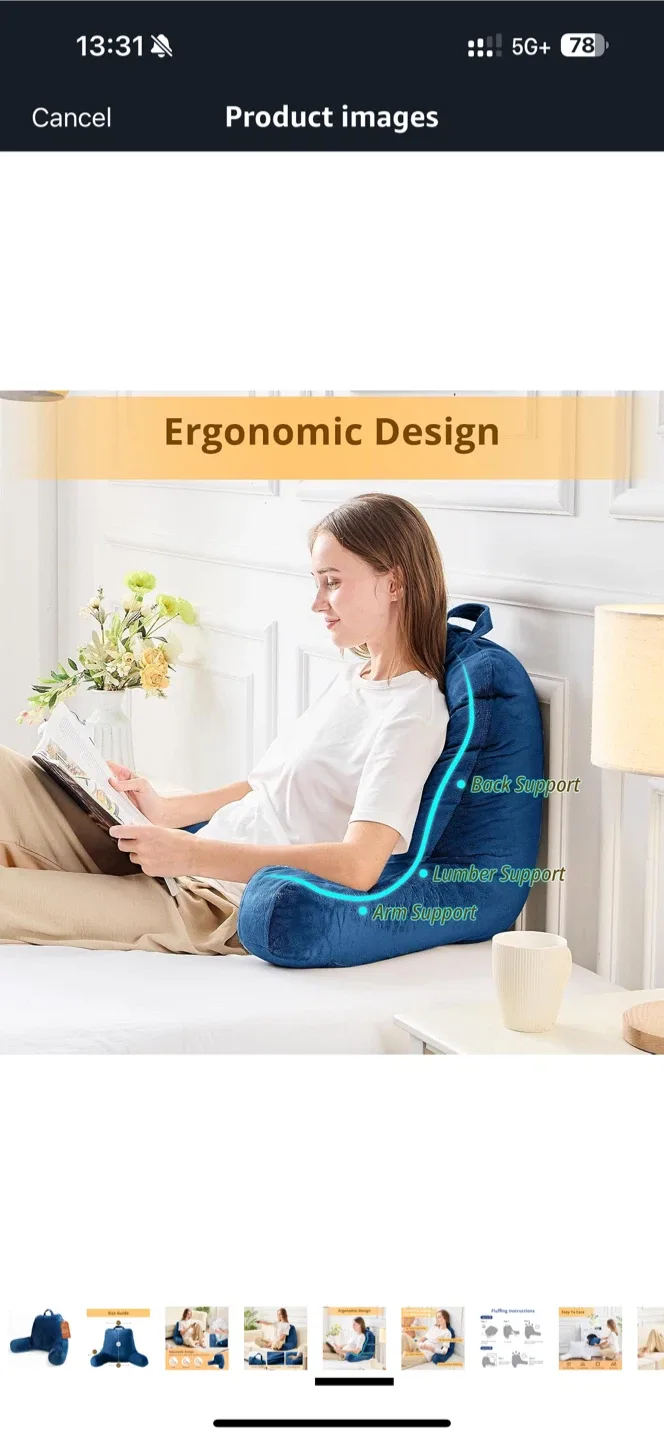 Sasttie Reading Pillow - Navy Standard Size image indicator(6)