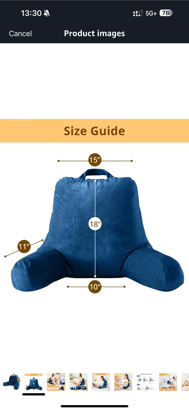 Sasttie Reading Pillow - Navy Standard Size image indicator(3)