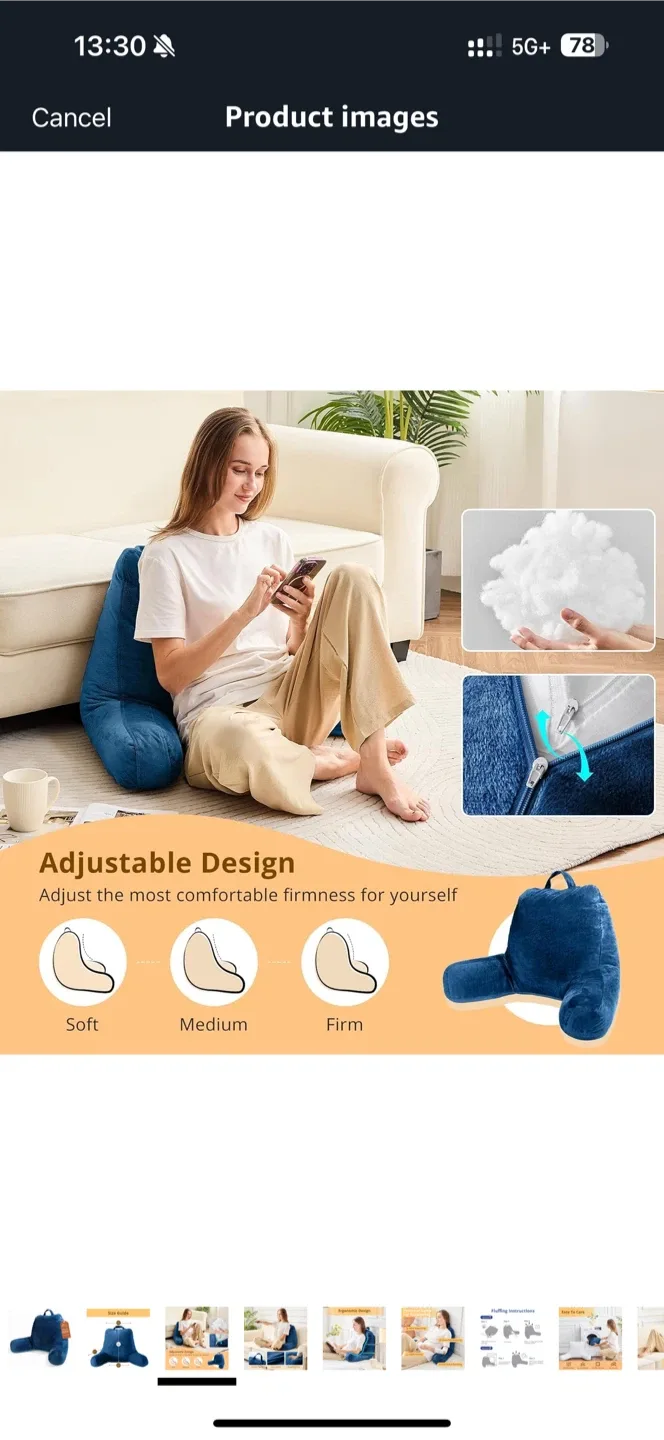 Sasttie Reading Pillow - Navy Standard Size image indicator(5)