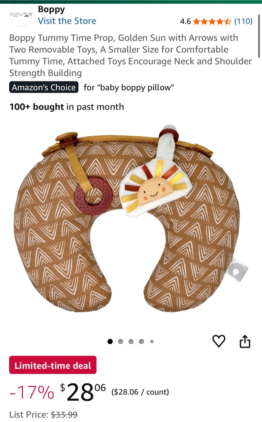 Boppy Tummy Time Prop Pillow - Golden Sun with Arrows image indicator(2)