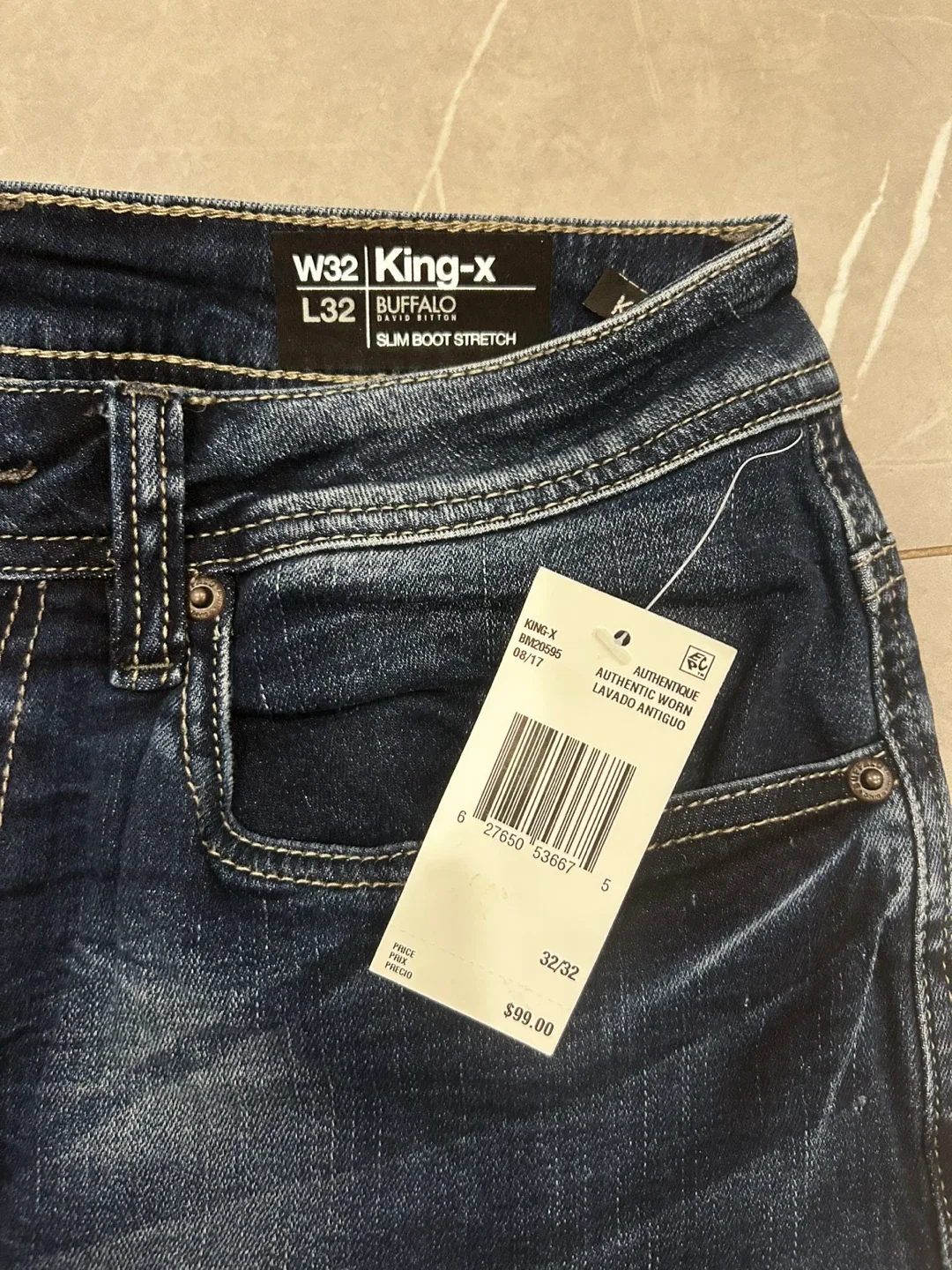 Buffalo King-X Slim Boot Stretch Men’s Jeans W32 L32 - New image indicator(3)