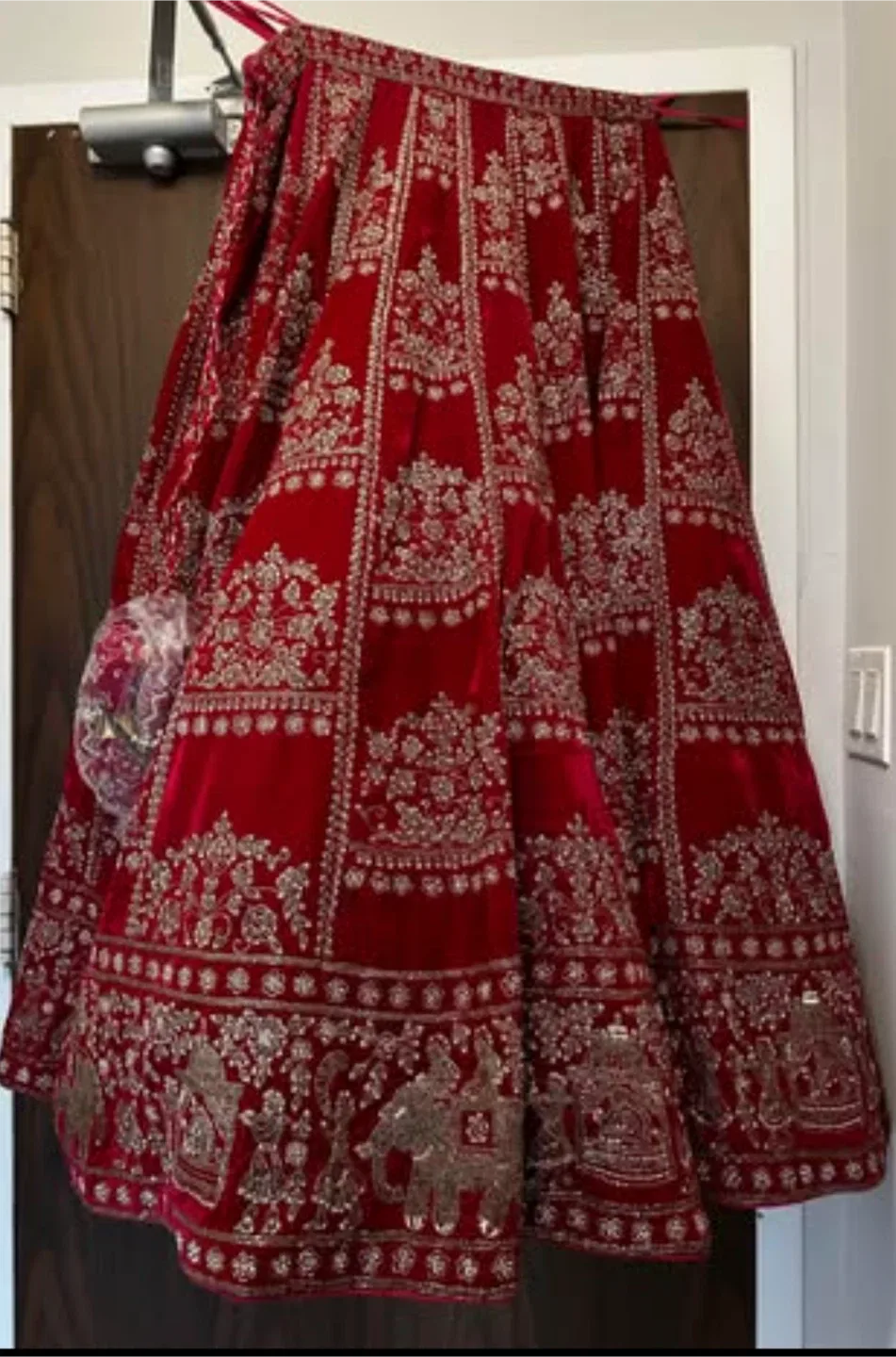 Red Embroidered Lehenga Set image indicator(2)