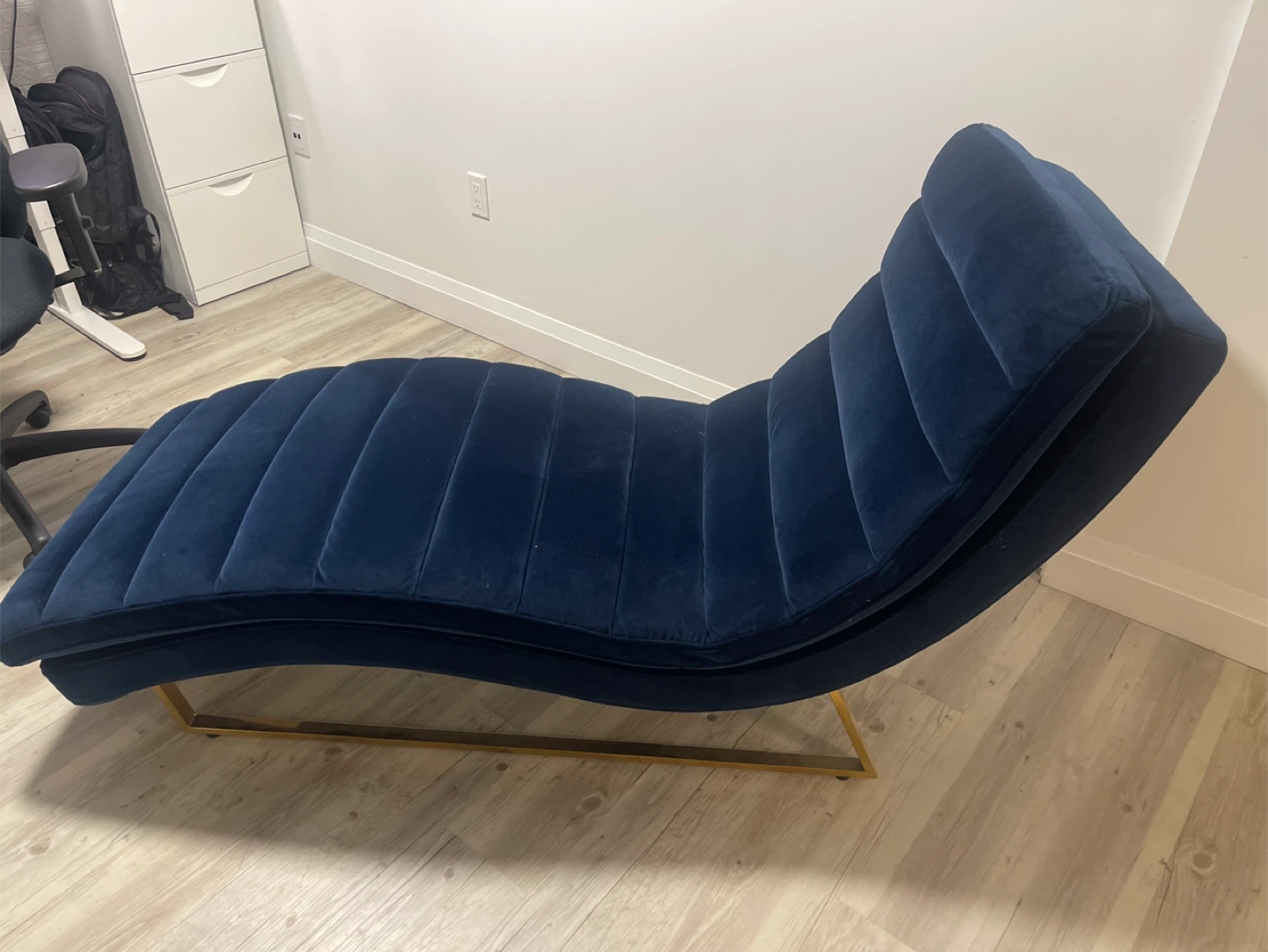 Navy Blue Velvet Chaise Lounge