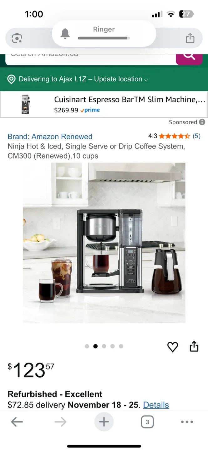 Ninja Hot & Iced Coffee System CM300 image indicator(3)