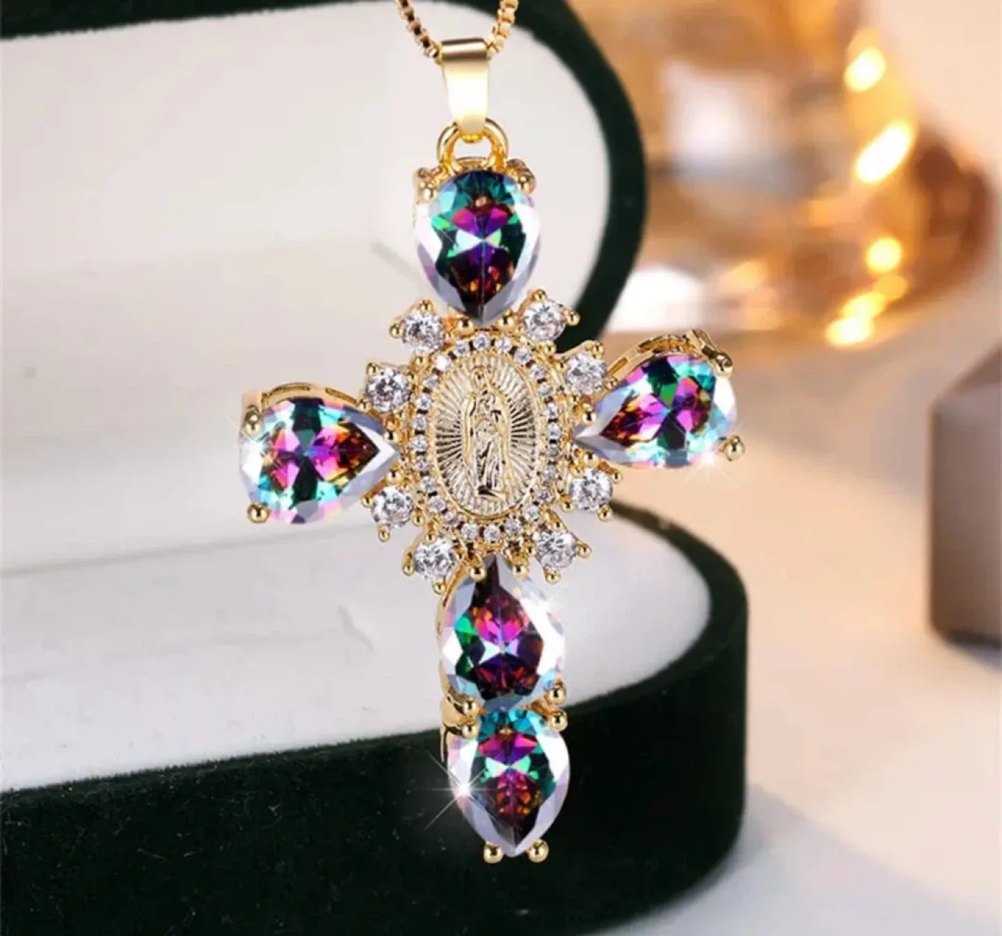 Gold Cross Pendant Necklace image indicator(2)