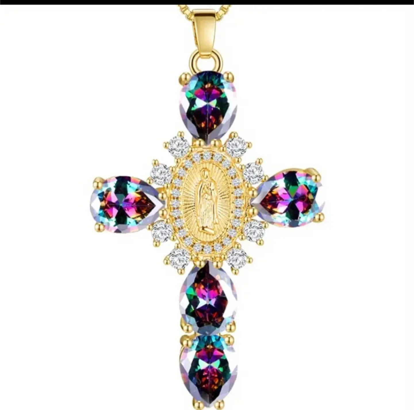 Gold Cross Pendant Necklace image indicator(3)
