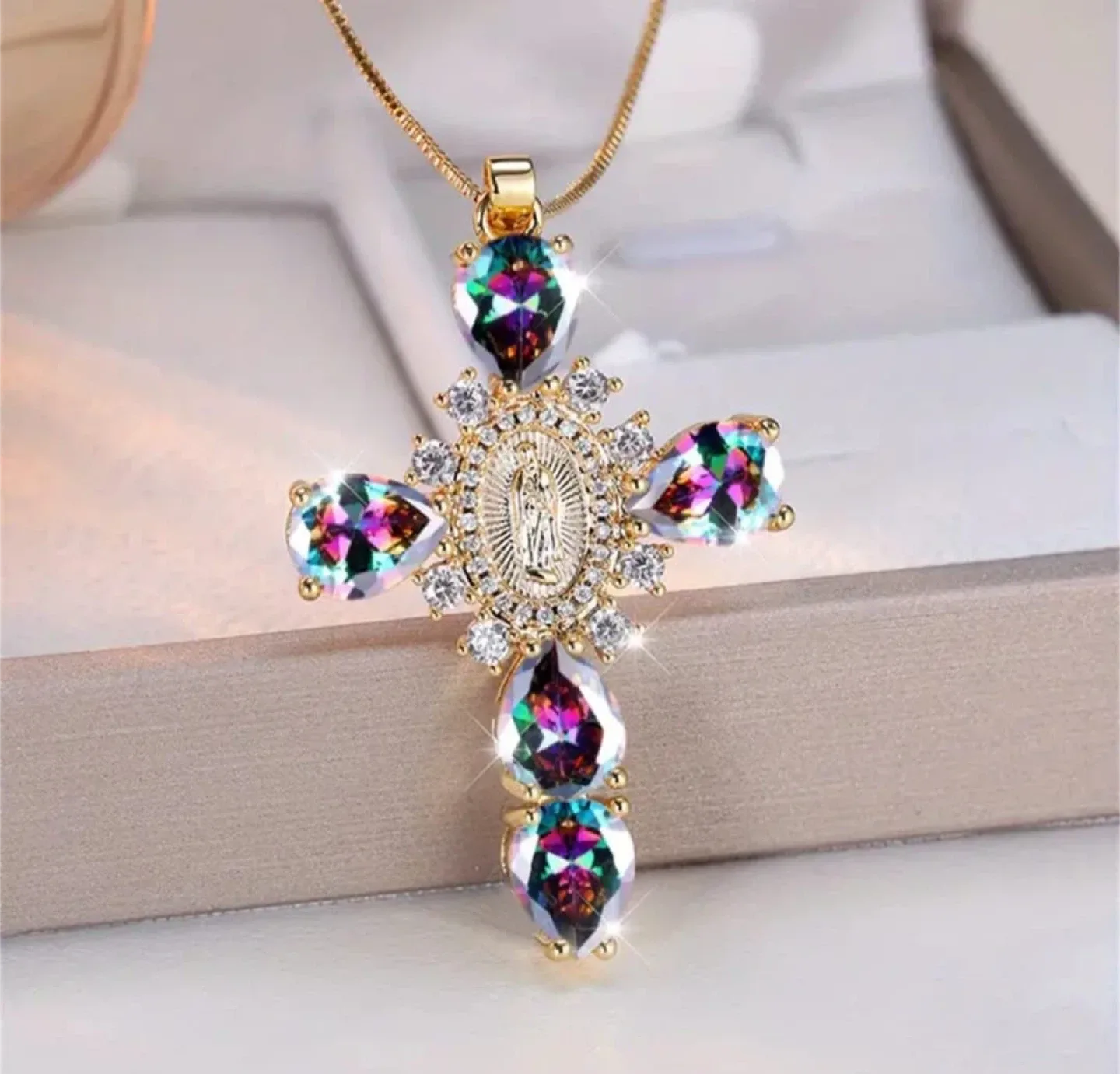 Gold Cross Pendant Necklace image indicator(4)