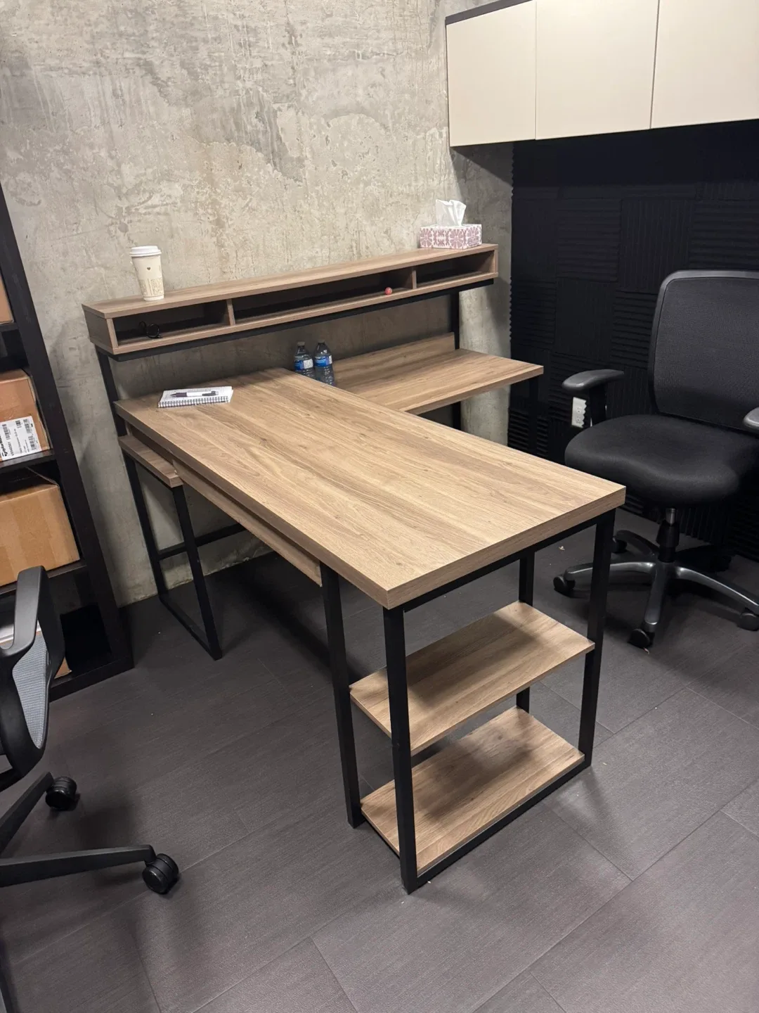 L-Shaped Desk with Shelves 3 free
