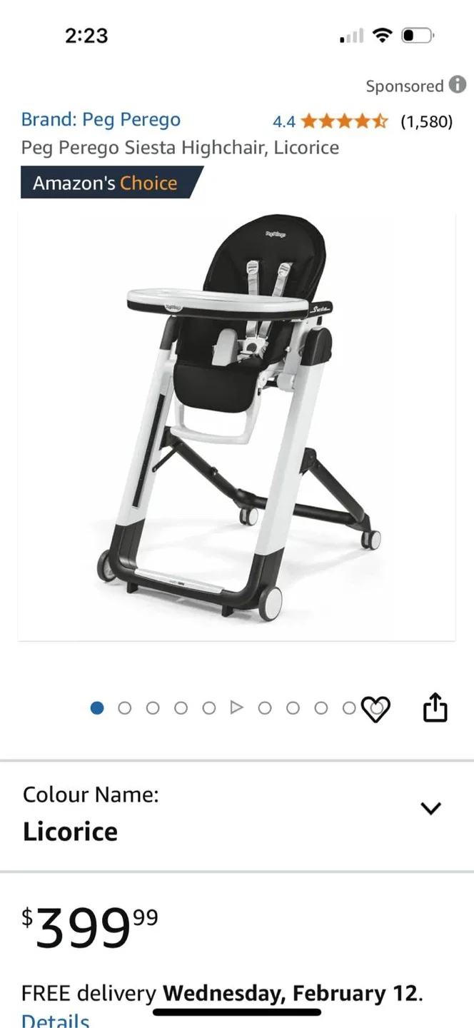 Peg perego siesta high chair, licorice image indicator(9)