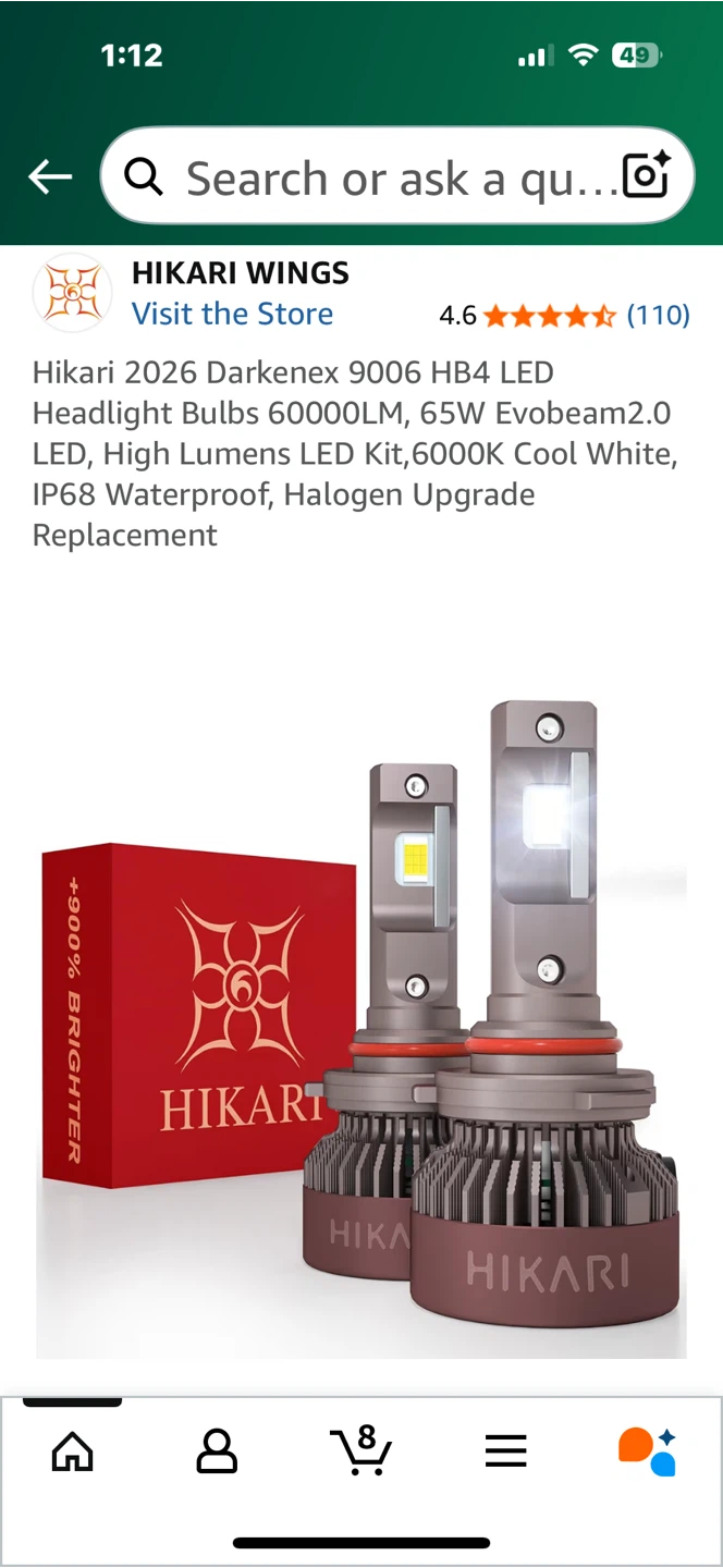 Hikari 2026 Darkenex 9006 HB4 LED Headlight Bulbs - photo 2