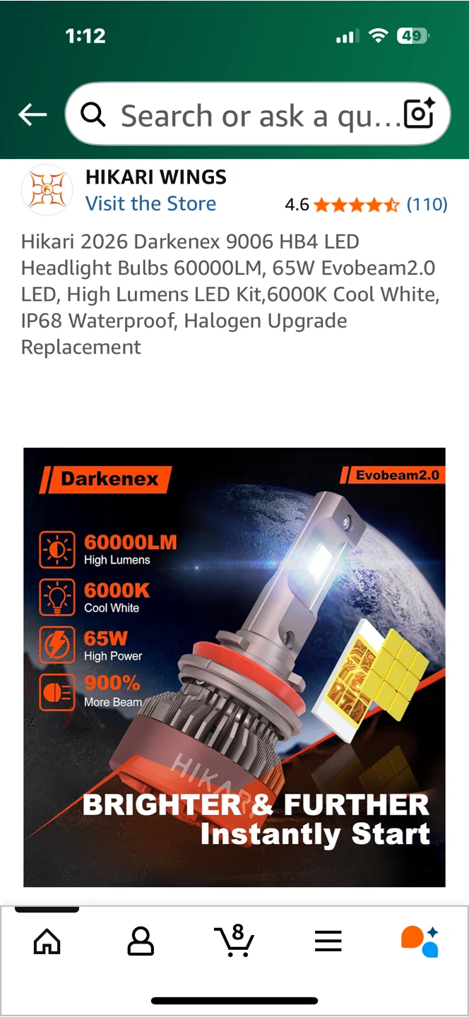 Hikari 2026 Darkenex 9006 HB4 LED Headlight Bulbs - photo 3