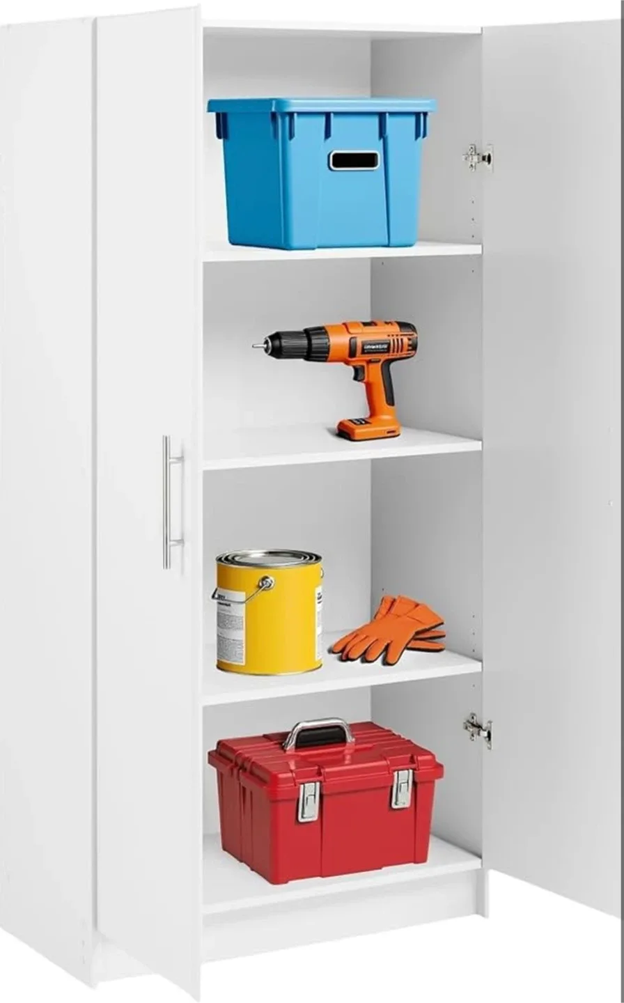 Prepac Large White Storage Cabinet, 32" W x 65" H x 16" D image indicator(3)