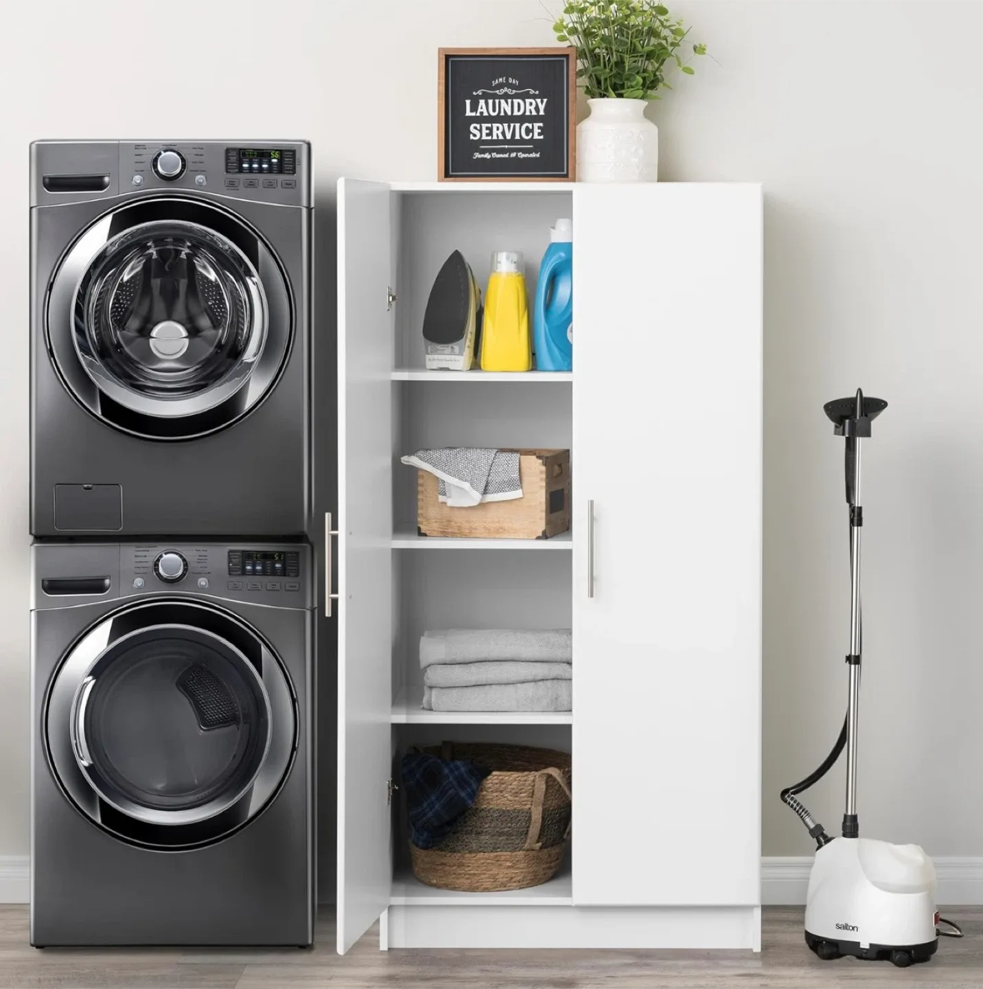 Prepac Large White Storage Cabinet, 32" W x 65" H x 16" D image indicator(6)