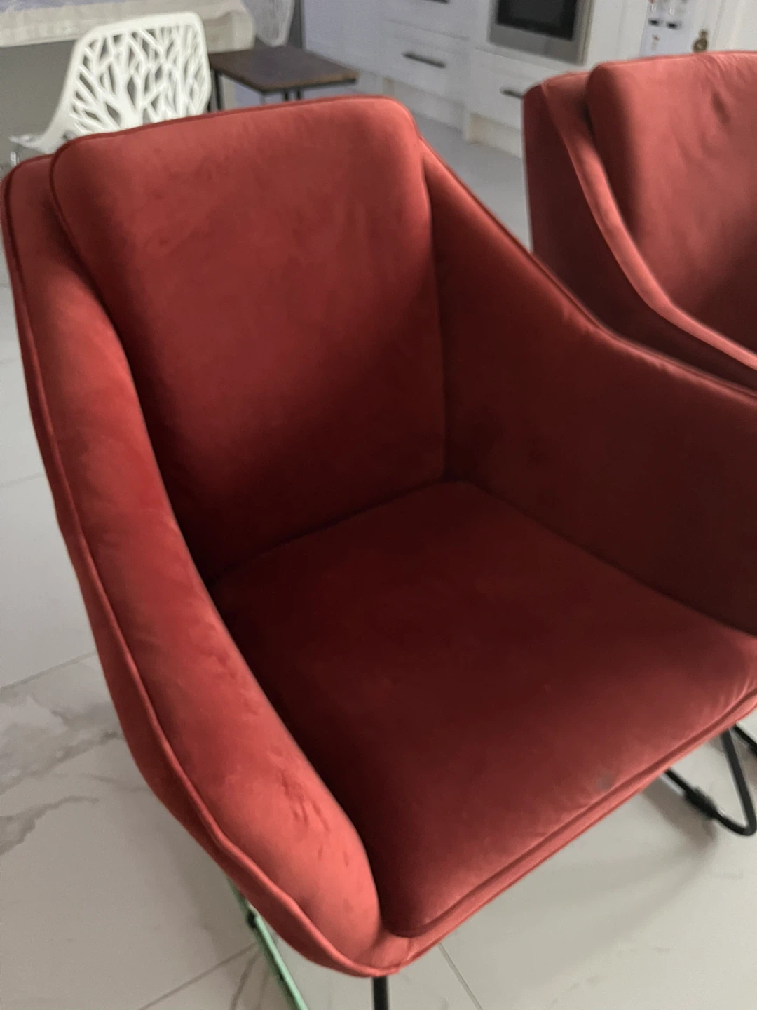 Red Velvet Accent Chairs - Set of 2
