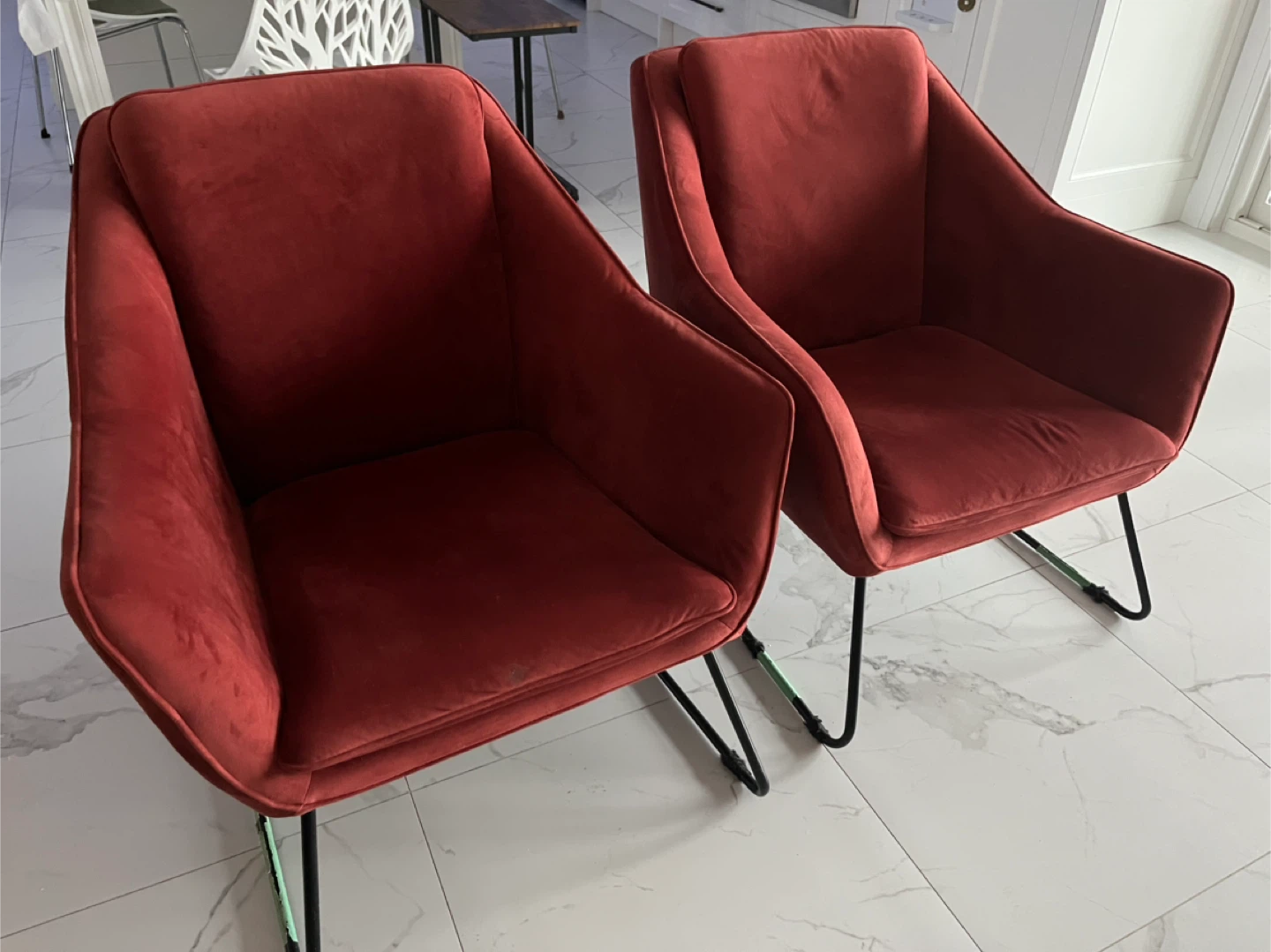 Red Velvet Accent Chairs - Set of 2 - photo 3