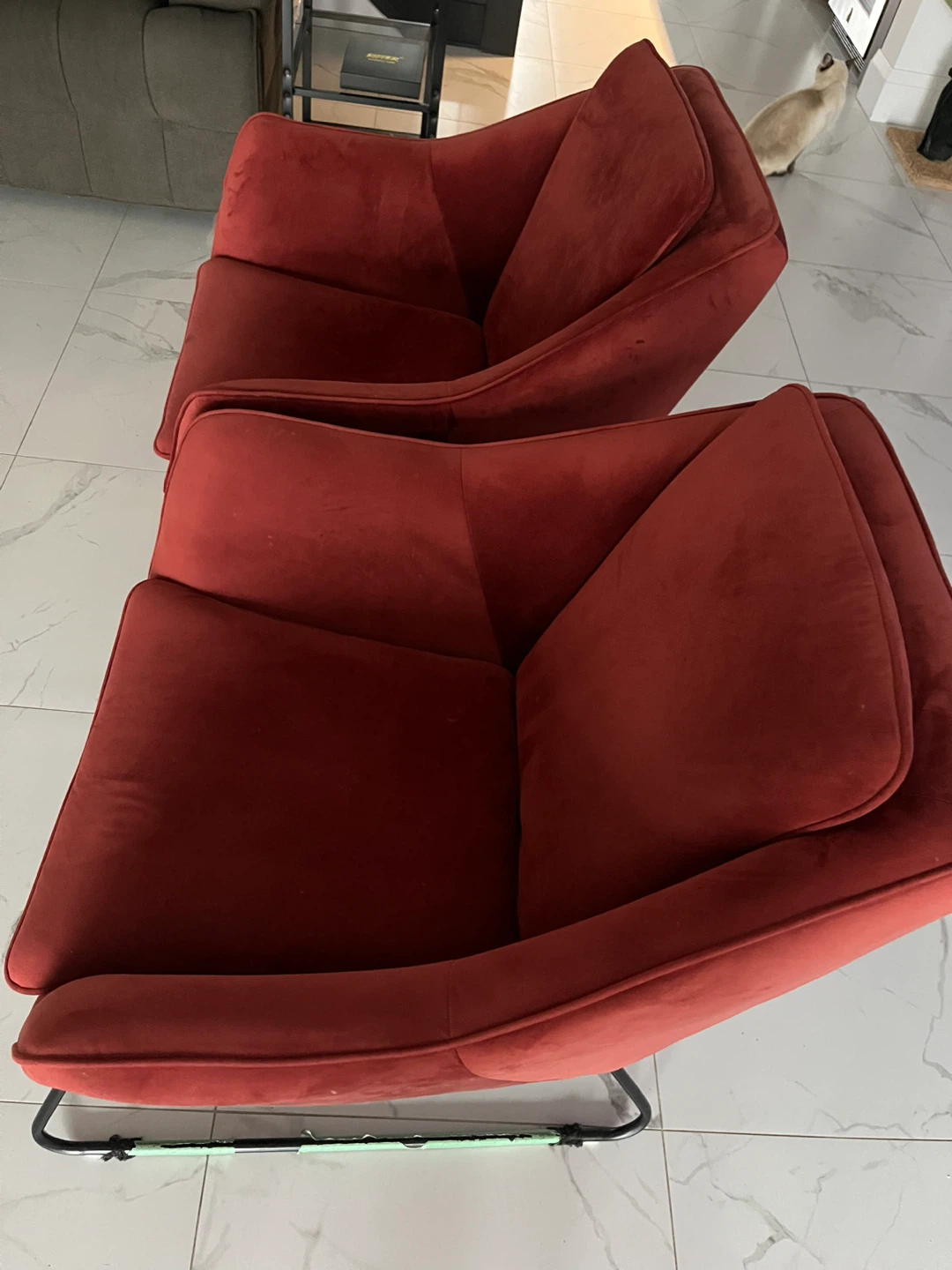 Red Velvet Accent Chairs - Set of 2 - photo 2