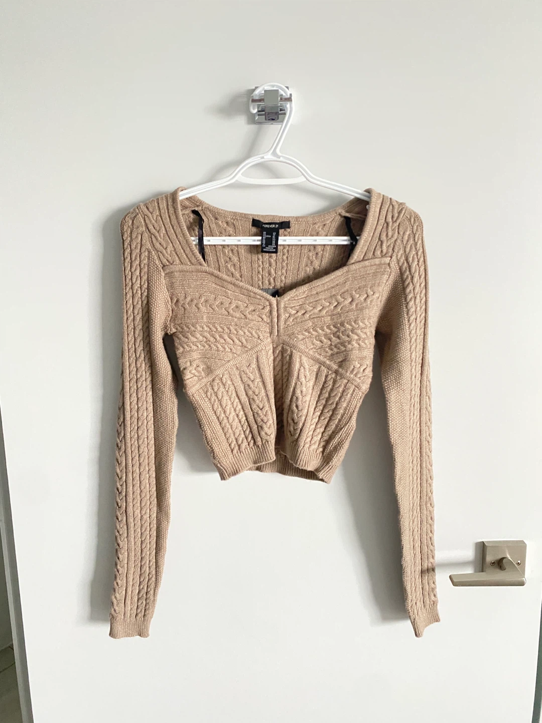 Bustier Cable-Knit Sweet Heart Neckline Sweater