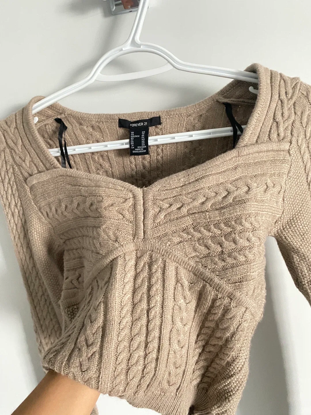 Bustier Cable-Knit Sweet Heart Neckline Sweater image indicator(5)