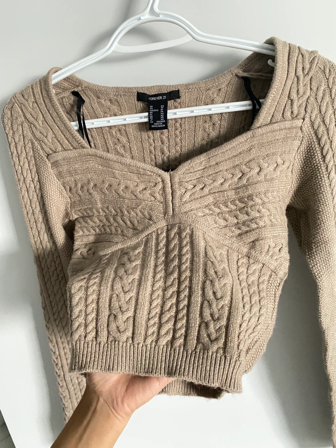 Bustier Cable-Knit Sweet Heart Neckline Sweater - photo 4