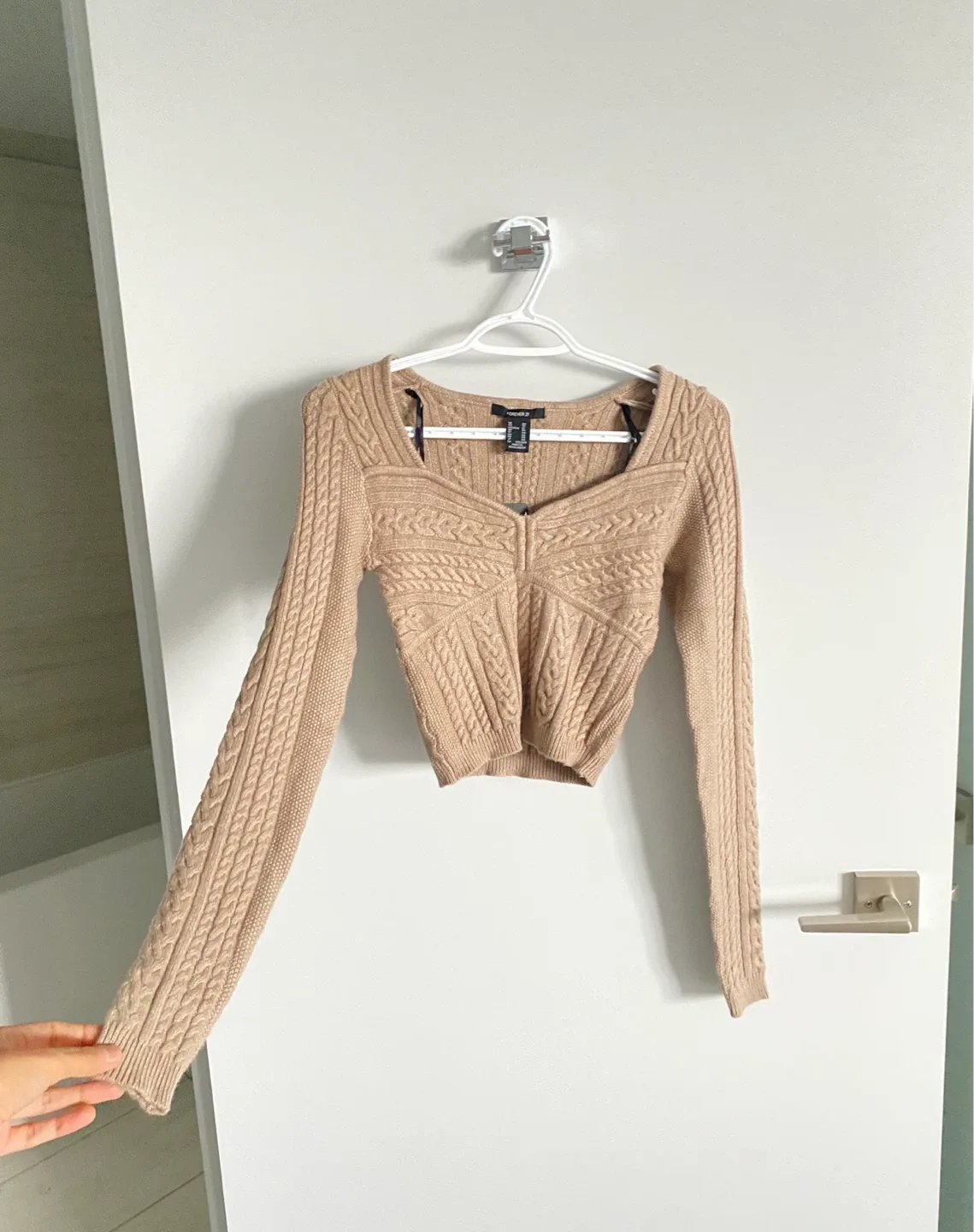 Bustier Cable-Knit Sweet Heart Neckline Sweater image indicator(3)