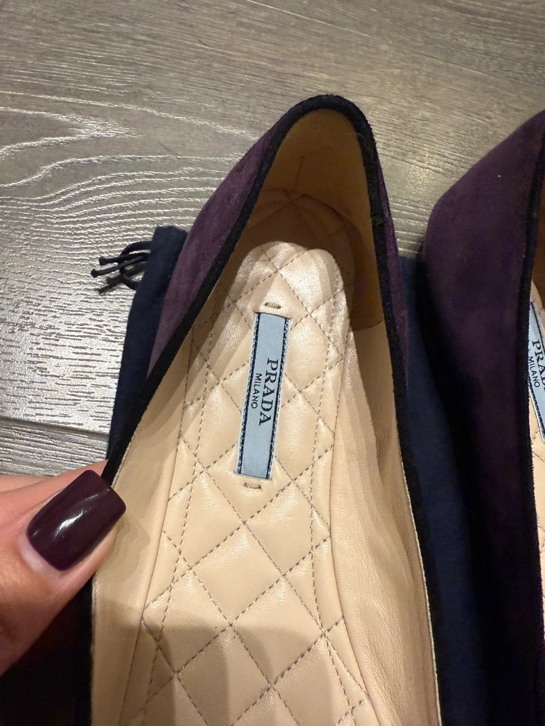 Prada Purple Suede Bow Flats 38.5 made in Italy - photo 4