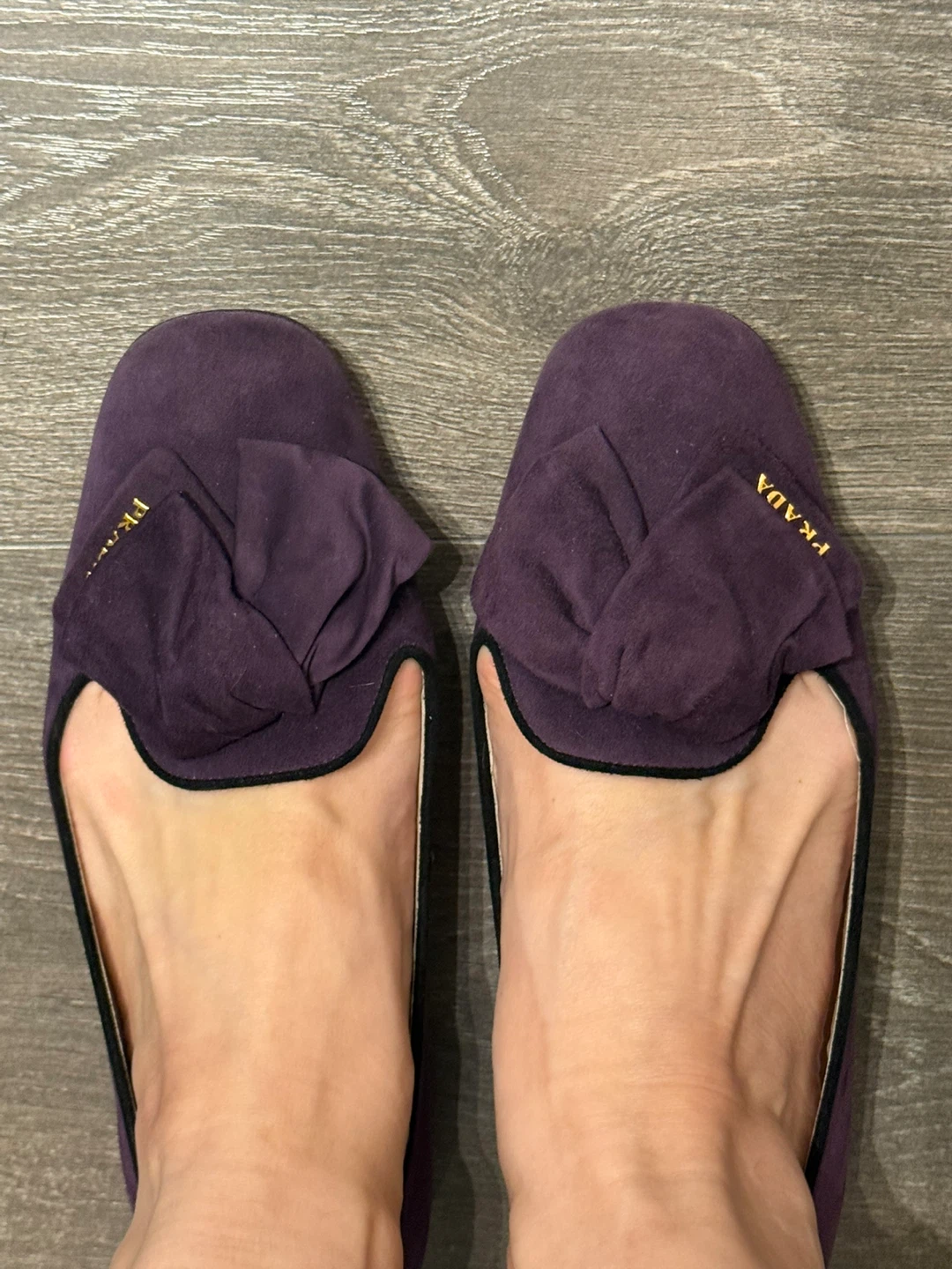 Prada Purple Suede Bow Flats 38.5 made in Italy - photo 5