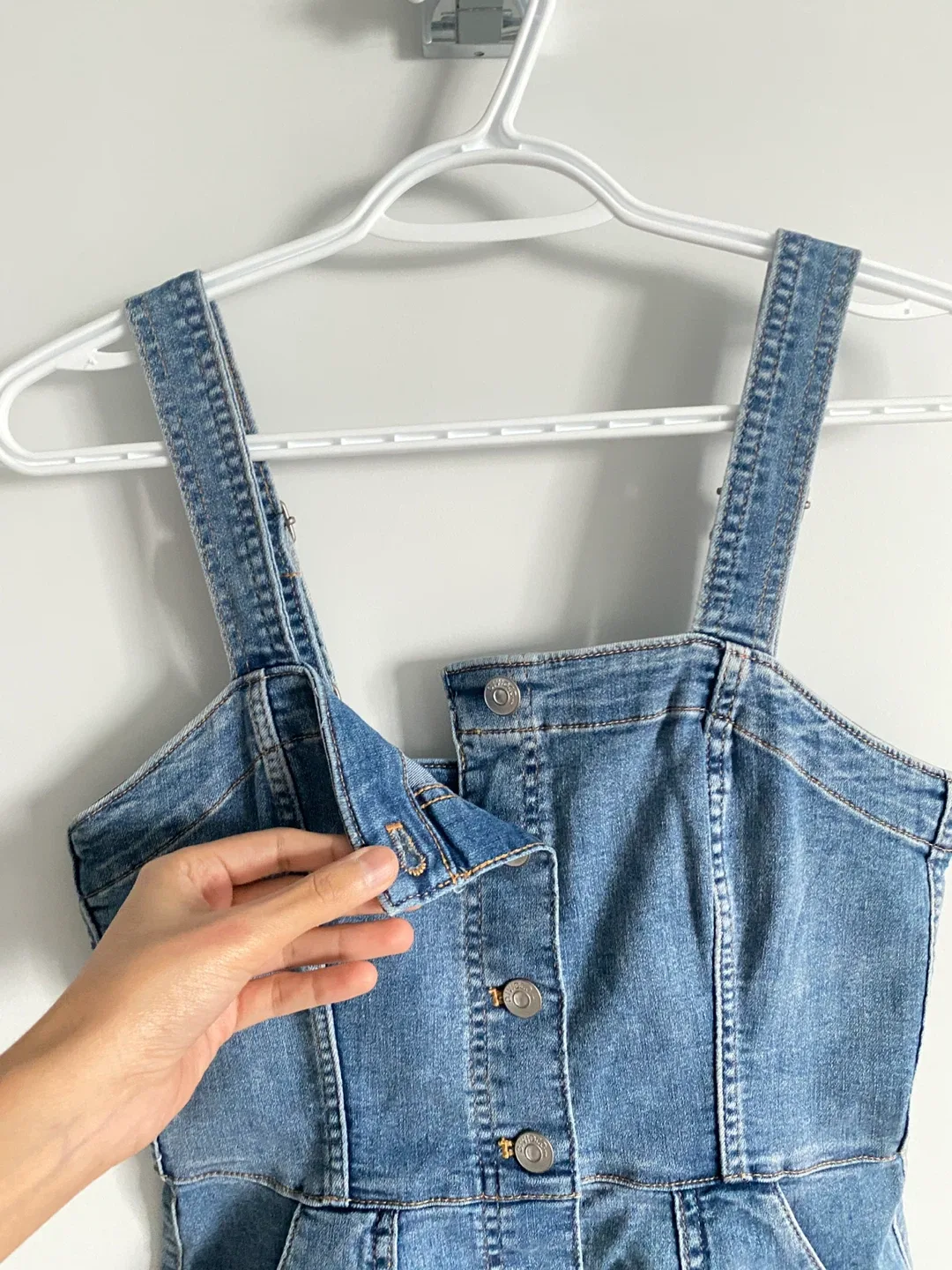 Denim Overall Dress With Deep Pockets image indicator(3)